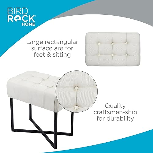 Miniatura 43 de BIRDROCK HOME Taburete rectangular copetudo con cojín acolchado suave, silla de tocador versátil para dormitorio, sala de estar, baño, asiento