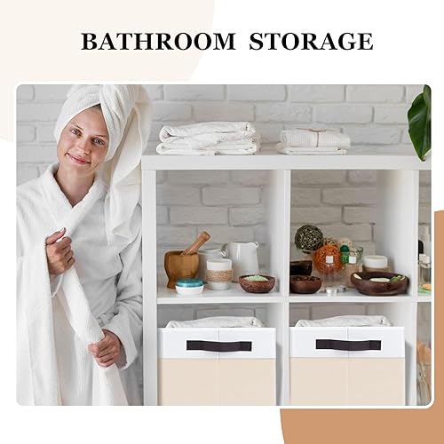 Miniatura 6 de Criusia Paquete de 4 cubos organizadores de ropa de bebé, cestas de almacenamiento plegables de tela con asas, contenedores de almacenamiento