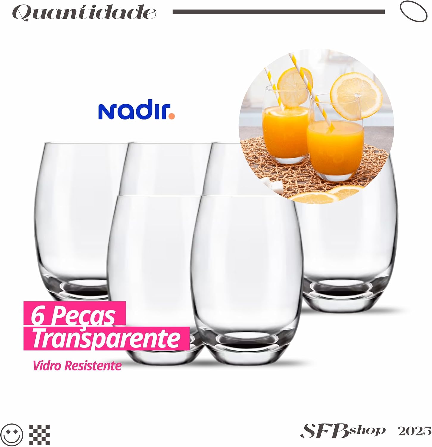 Jogo 6 Copos de Vidro Luxo 465ml - Elegância e Resistência para Todas as Bebidas e Ocasiões Vidro Grosso Premium Perfeito para Mesa Posta e Presente Inesquecível