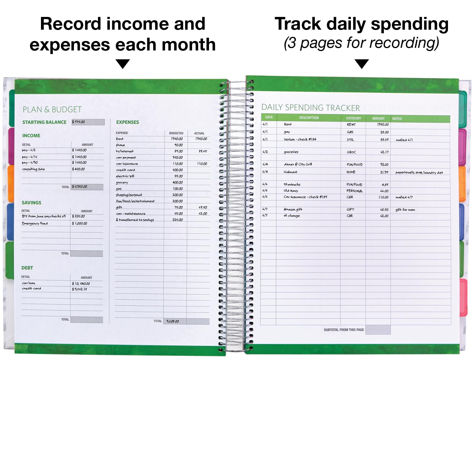 Global Printed Products Agenda per bilancio e mensile con 12 buste e tasche, per tenere sotto controllo le spese, 21,6 x 27,9 cm, colore: nero