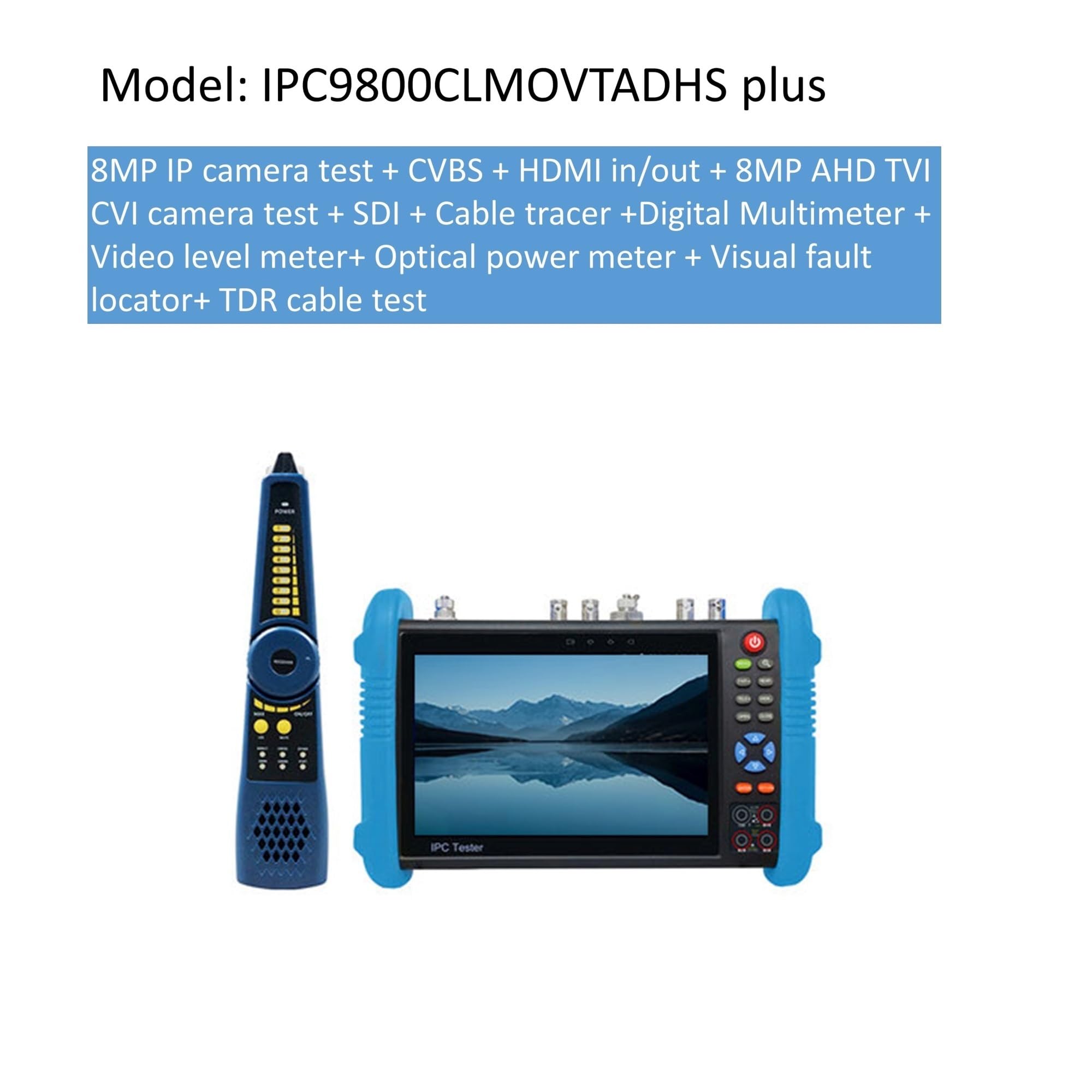 Tester CCTV, IPC9800 4K 8MP CVI TVI AHD SDI | Z Analogowy tester kamery IP Wielofunkcyjne profesjonalne narzędzie testowe Monitor testera do testowania kamer CCTV i IP.