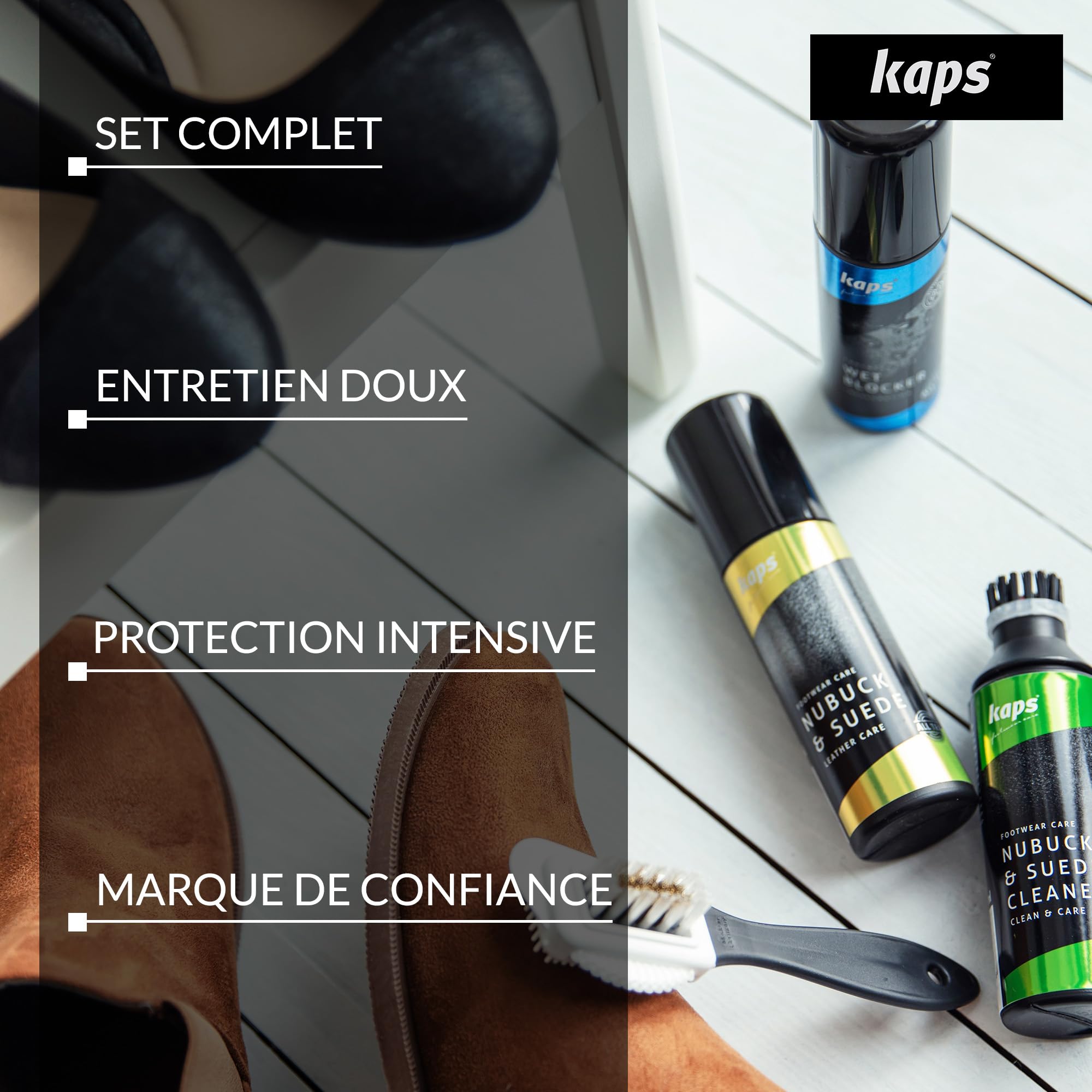 Kit Kaps Complet de Nettoyage et Entretien des Chaussures, Ensemble d'Entretien pour Bottes et Chaussures en Nubuck et en Daim, Kit de Nettoyage avec Boîte-Cadeau