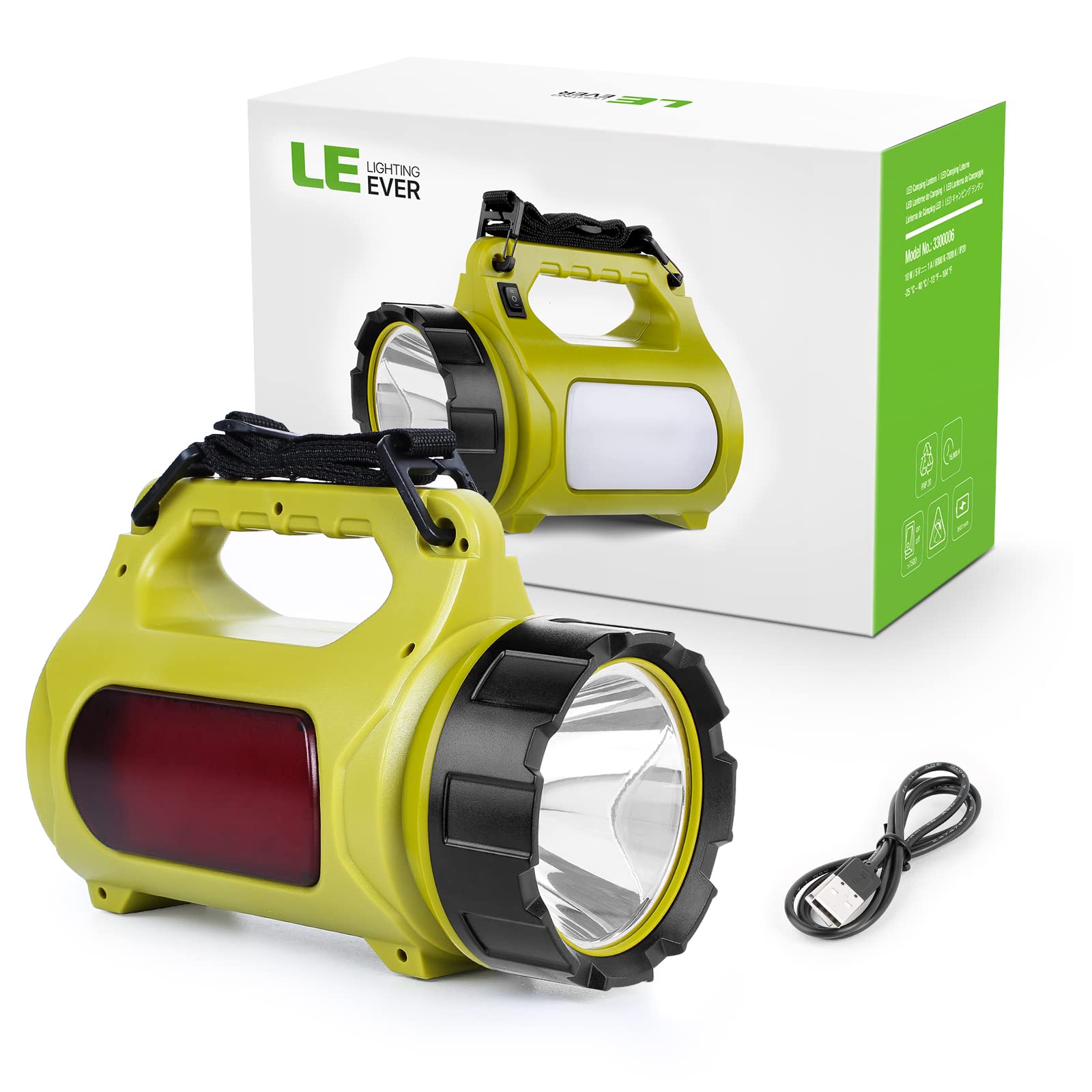 Lepro Linterna de Cámping Recargable 1000 Lúmenes, Antorcha LED CREE, 5 Modos de Luces de Trabajo Power Bank, Farol de Cámping Impermeable para Senderismo, Pesca, Emergencia y Más