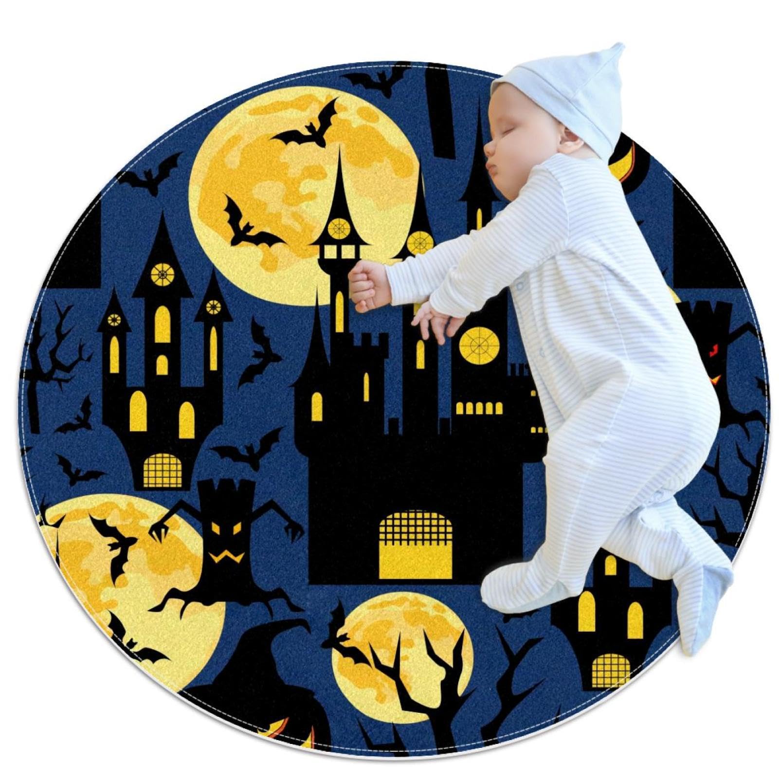 Tapis de salle de bain antidérapant château d'Halloween pour chambre et douche