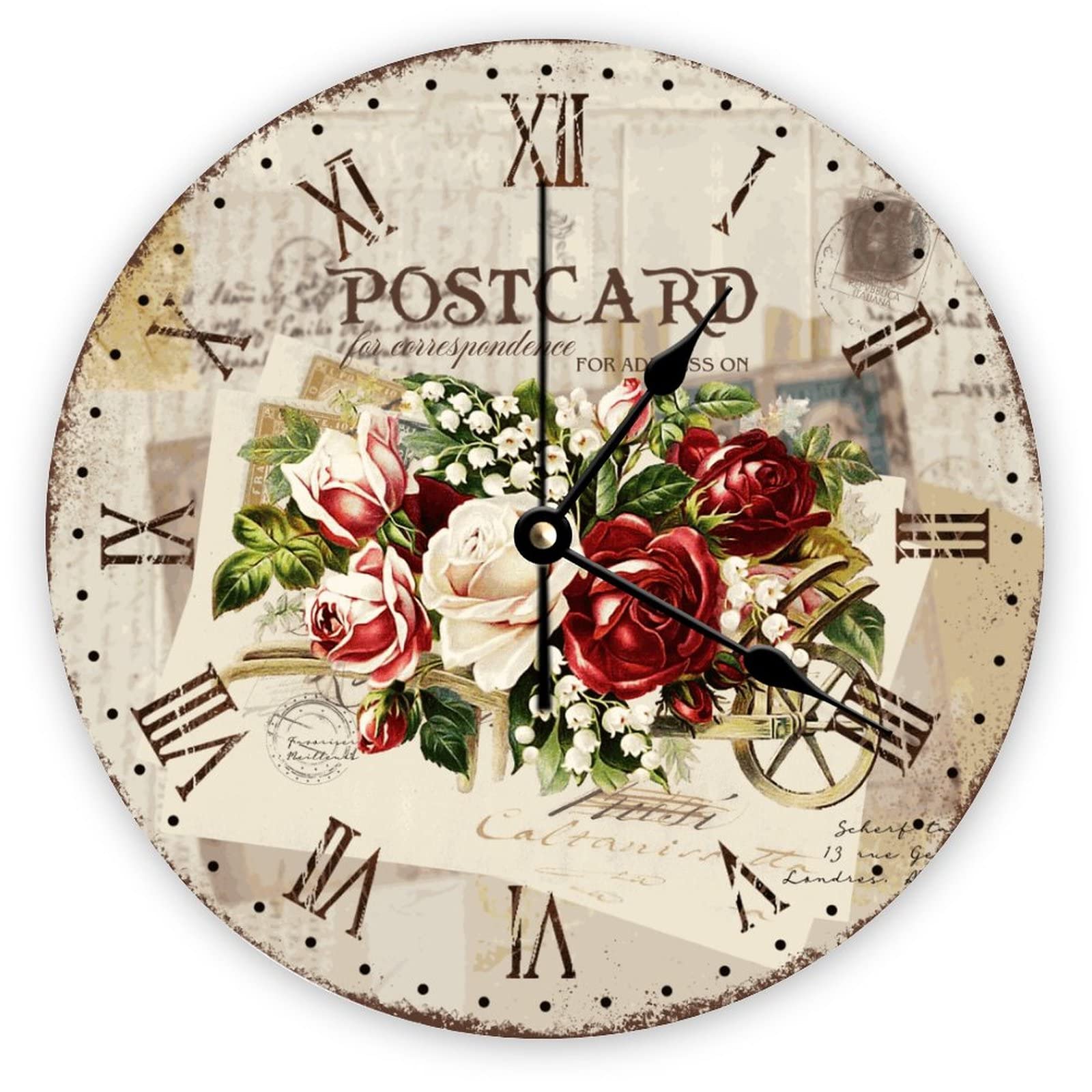 Horloge murale silencieuse sans tic-tac Mighun de 38 cm avec grands chiffres romains