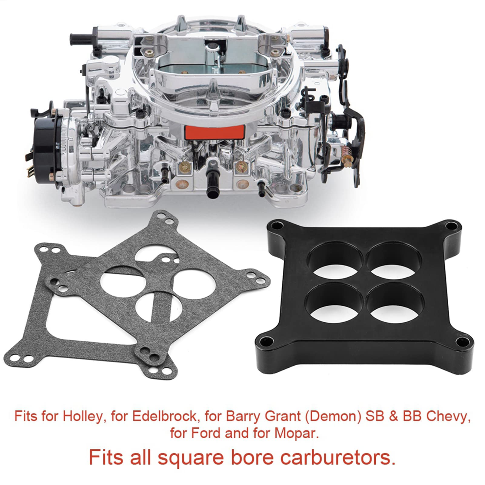 Espaciador de Carburador Fenólico con Puerto de 1, Mejora la Potencia, Se Adapta a Holley SB, Edelbrock, Barry Grant, Material de Baquelita Duradero