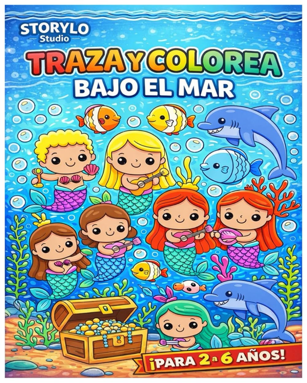 Traza y Colorea Bajo el Mar: Libro de actividades para niños de 2 a 6 años – Motricidad, creatividad y aprendizaje jugando