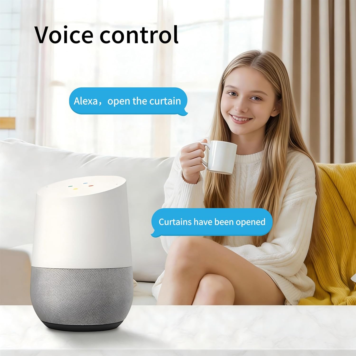 Mini Zigbee Motor for Smart Curtain Track System, Automatic Ceiling Curtain Opener, Motorized Curtains with App, Voice, Compatible with Alexa,Google and Siri, Zigbee Gateway Required 9