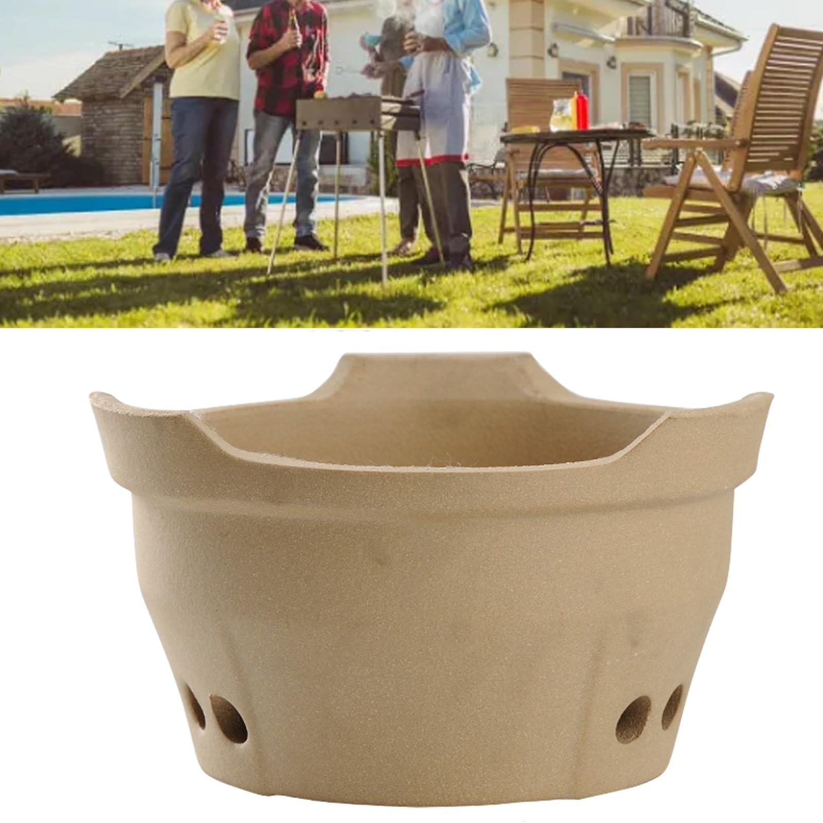 Wielofunkcyjny przenośny ceramiczny grill na węgiel drzewny z kotłem do herbaty do gotowania wewnątrz i na zewnątrz oraz przygotowywania herbaty, zawiera blachę do pieczenia w domu i na kempingu