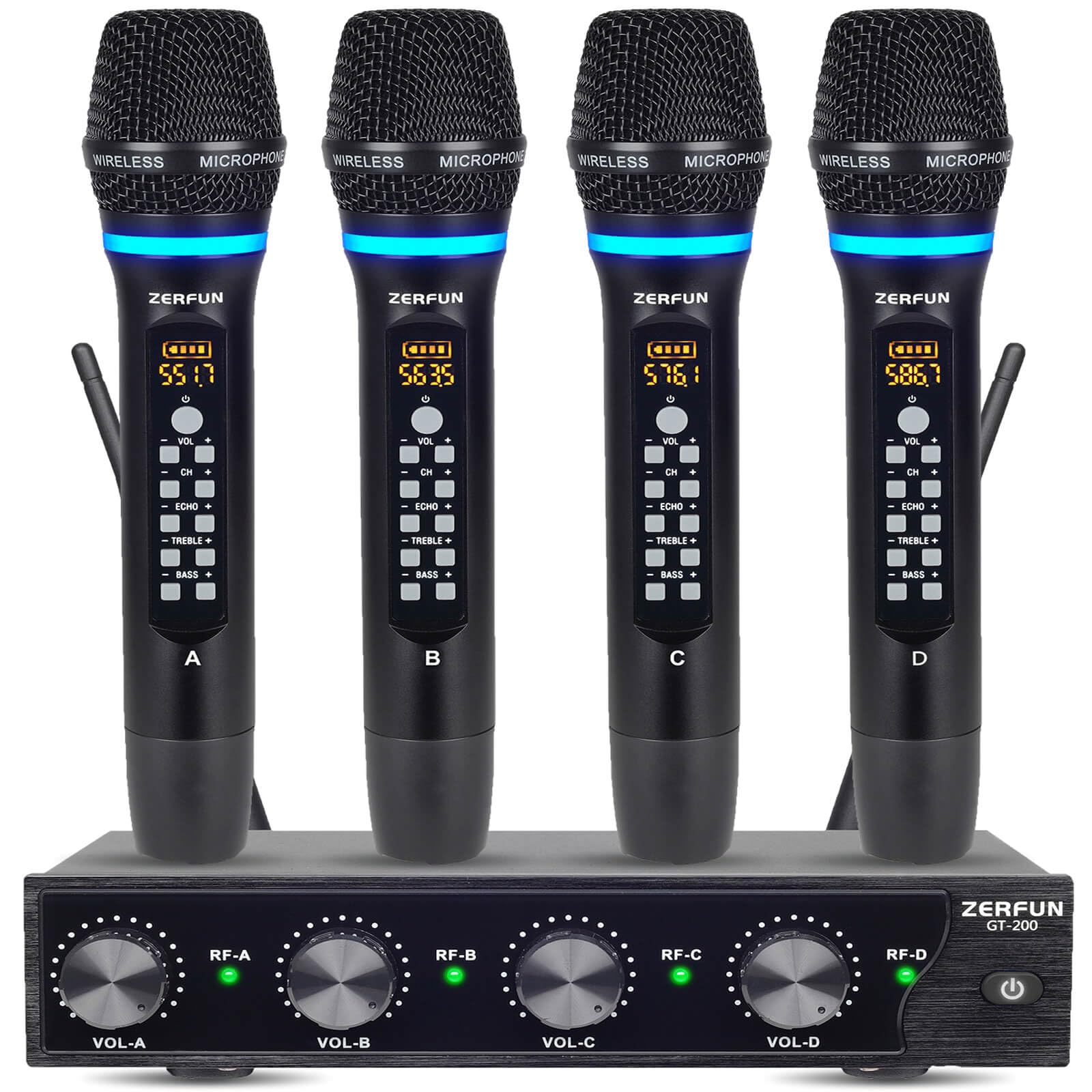 Rechargeable Wireless Microphone System 4 Channel Pro (GT-200)