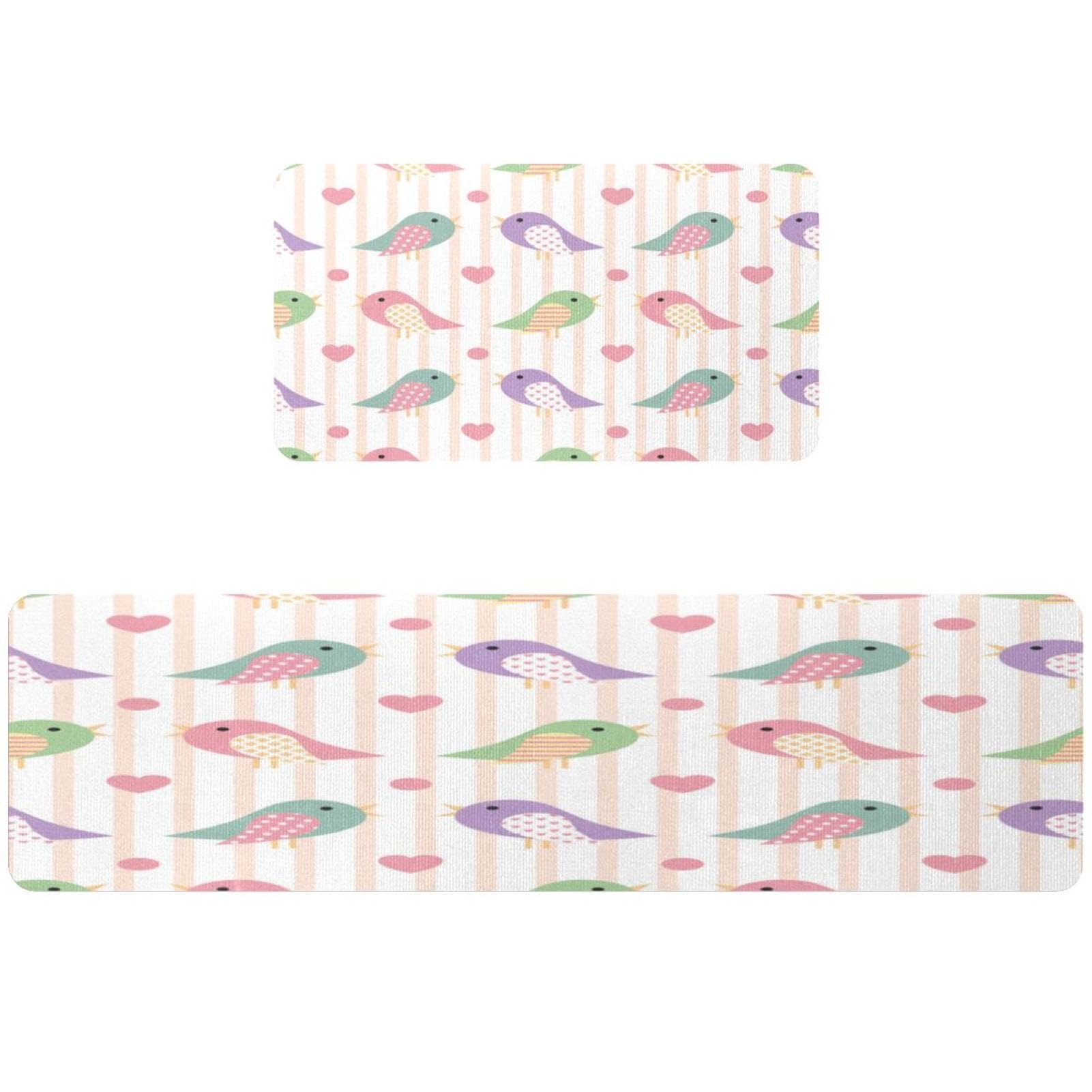 Tapis de cuisine antidérapant oiseaux lavable tapis couloir buanderie