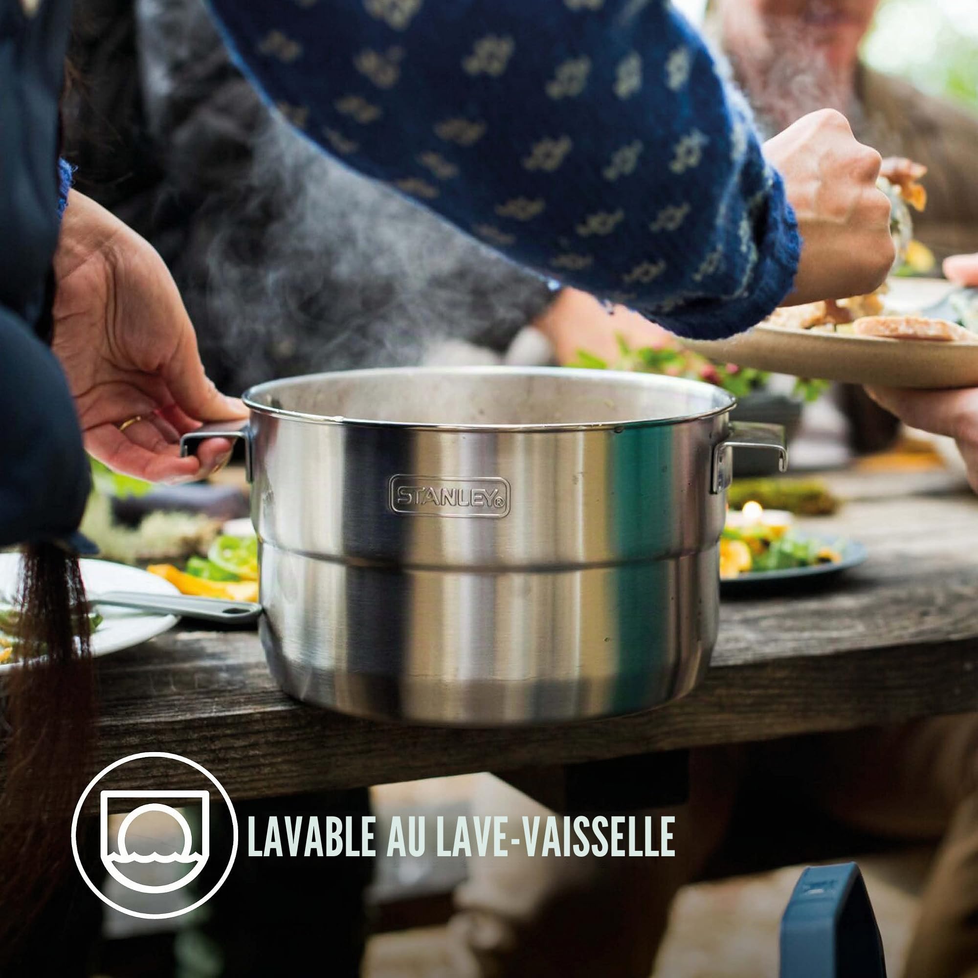 Stanley 1913 Adventure Full Kitchen Basecamp Cook Set 3.5L - Ustensiles de Cuisine pour Le Camping - 21 pièces - Facile à Transporter, Les Accessoires s’empilent - Fait-Tout en Acier Inoxydable