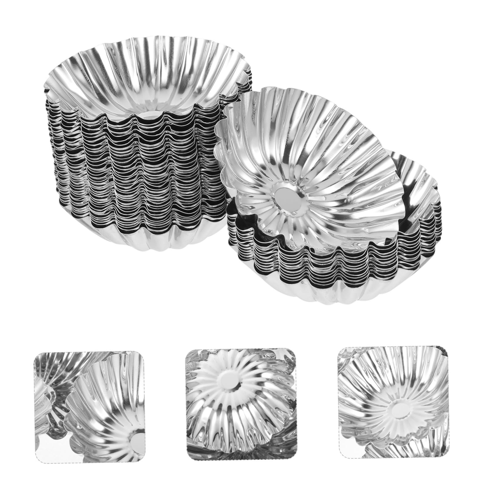 Amosfun 50 Stück Edelstahl Eierkuchenformen Hitzebeständig für Kuchen Pudding und Muffins Backform Multifunktional Langlebig Leicht zu Reinigen