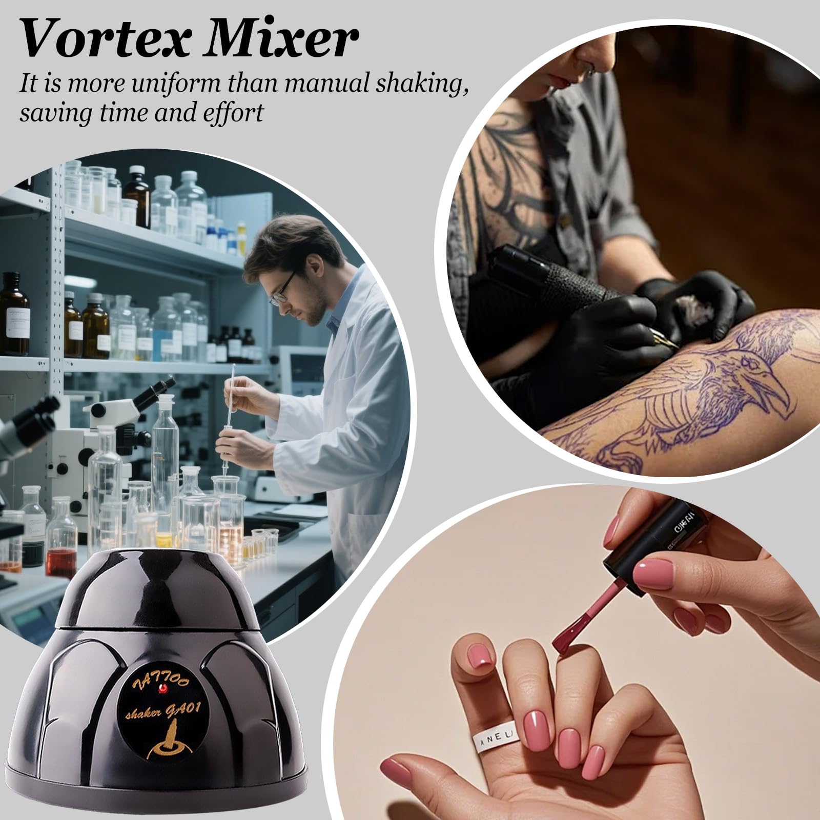 Vortex-Mixer mit 5200 U/min und Touch-Funktion, Elektrischer Vibrations-Labormischermaschine, Labor Vortex mit Saugnapf, Vortex Mixer für Labor Mischen, Nagellack, Wimpernklebstoffe und Acrylfarben