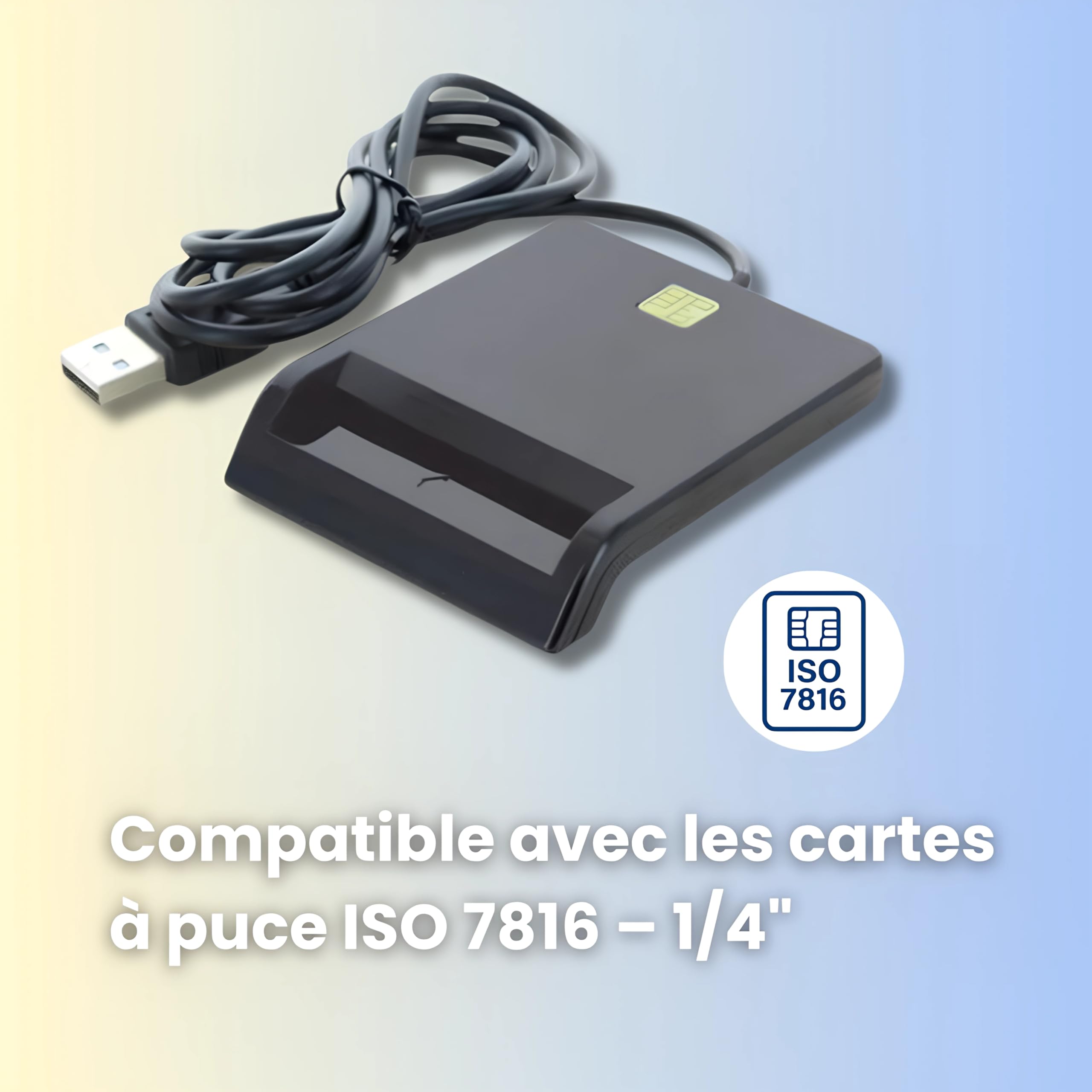 DCR1 Lecteur Carte CPS (Carte Professionnel de santé) PC SC Carte Vitale monofente, Compatible Tout Logiciel Plug and Play - USB A USB C - Compatible Windows/Mac