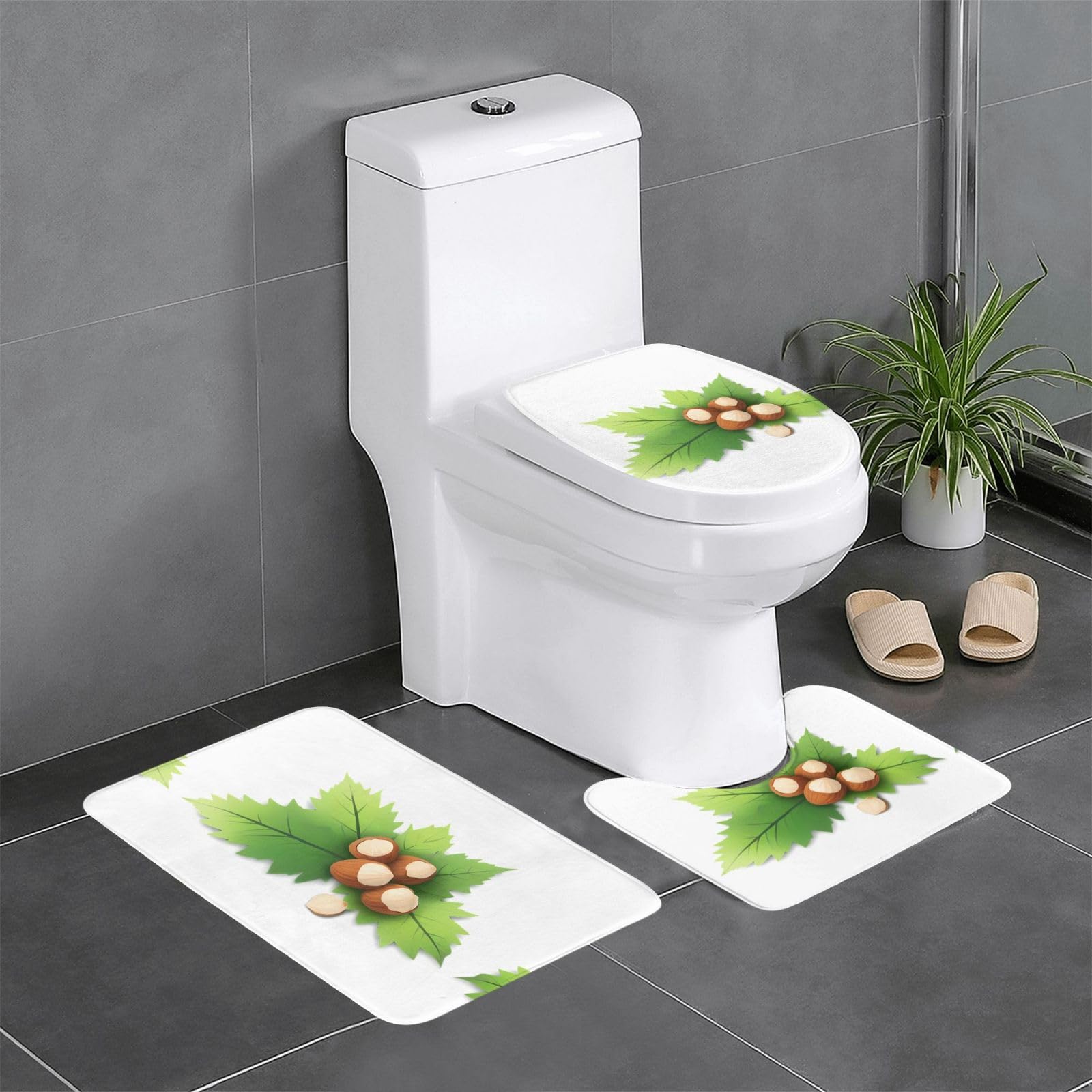 Tapis de salle de bain antidérapants rectangulaire en U et O pour sol de toilette