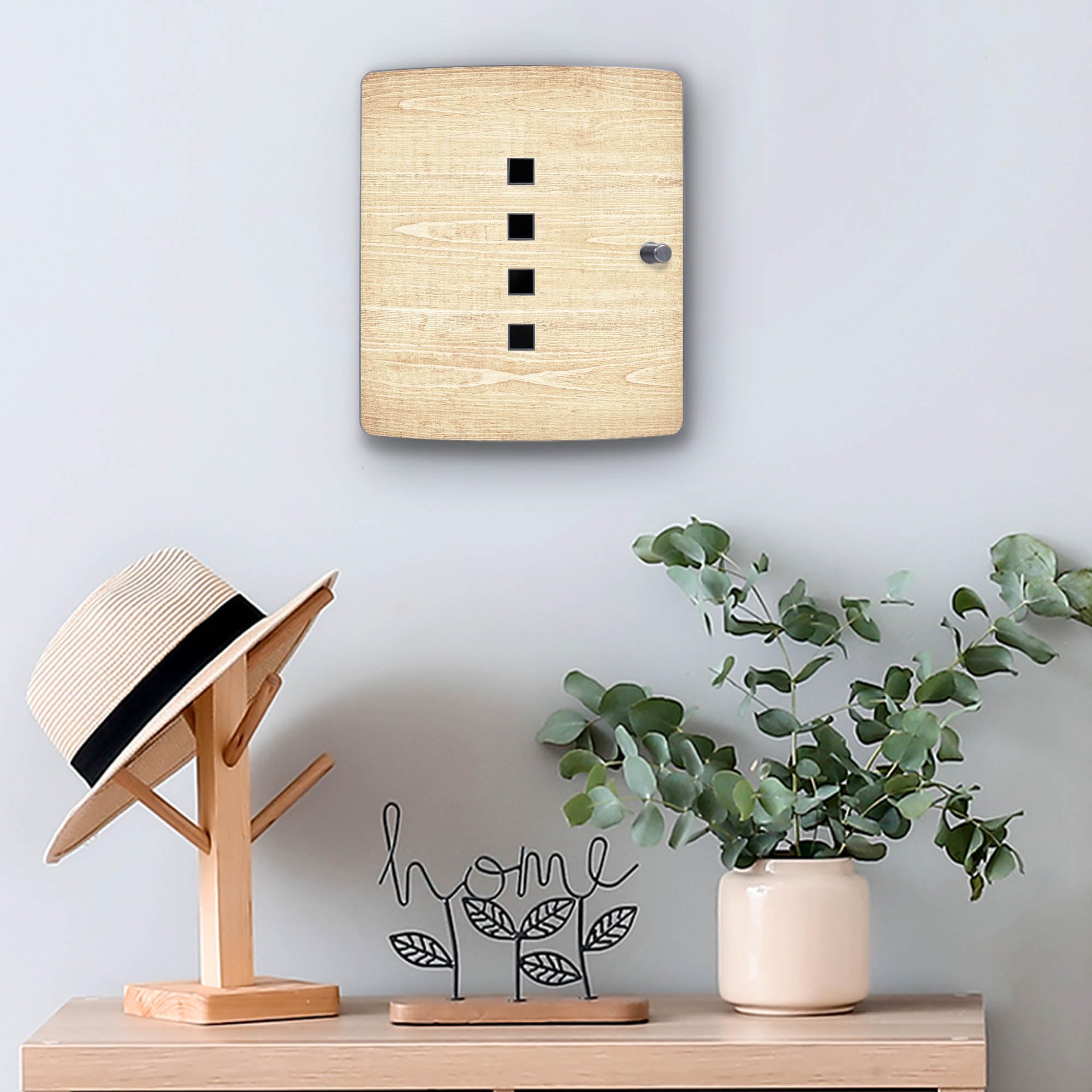 banjado Design Schlüsselkasten aus Edelstahl für 10 Schlüssel - Schlüsselschrank zur Schlüssel Aufbewahrung 24 x 21,5 x 7cm groß mit praktischem Magnetverschluss - Motiv Bretter