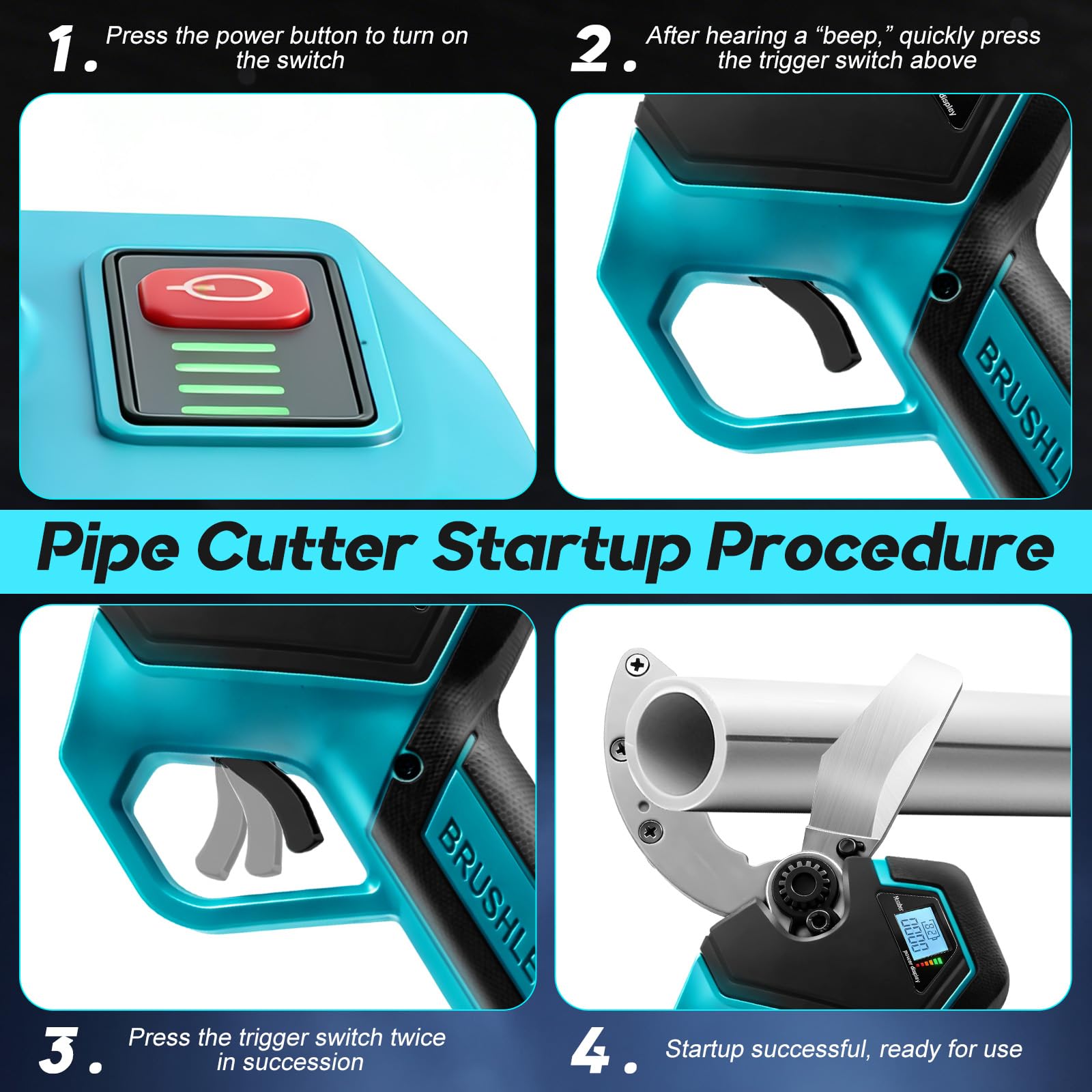 Cortatubos Eléctrico Inalámbrico Compatible con Makita 18V, Tijera Eléctrica de Litio con Motor Brushless para PVC, PPR, PE, PEX y Tubos de Plástico, Capacidad 50 mm (Sin Batería)