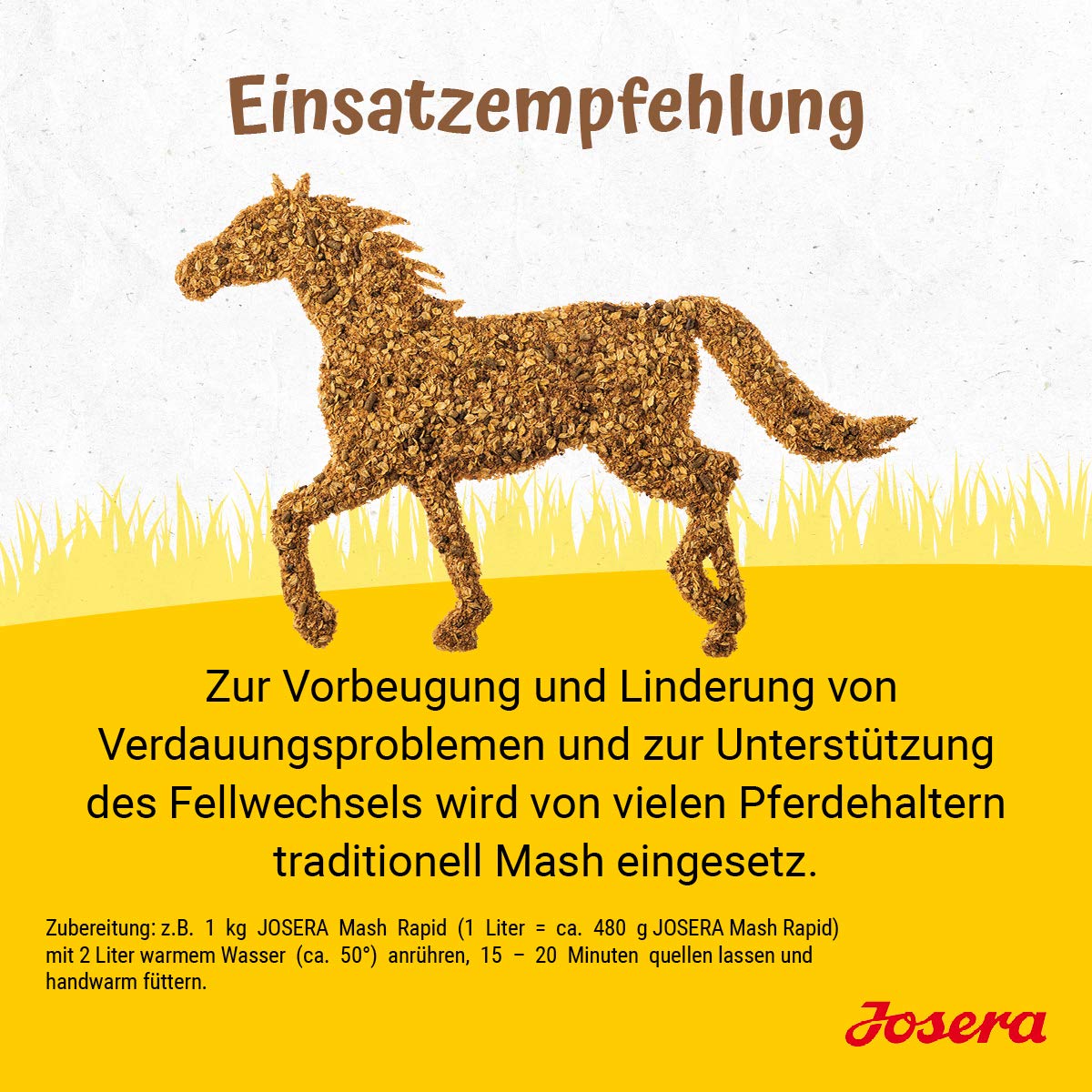 JOSERA Mash Rapid (1 x 15 kg) | Premium Pferdefutter Mash | Pferdefutter mit Leinsamen | hochwertige Mineralisierung |bester Fellglanz und stabile Hufe | 1er Pack