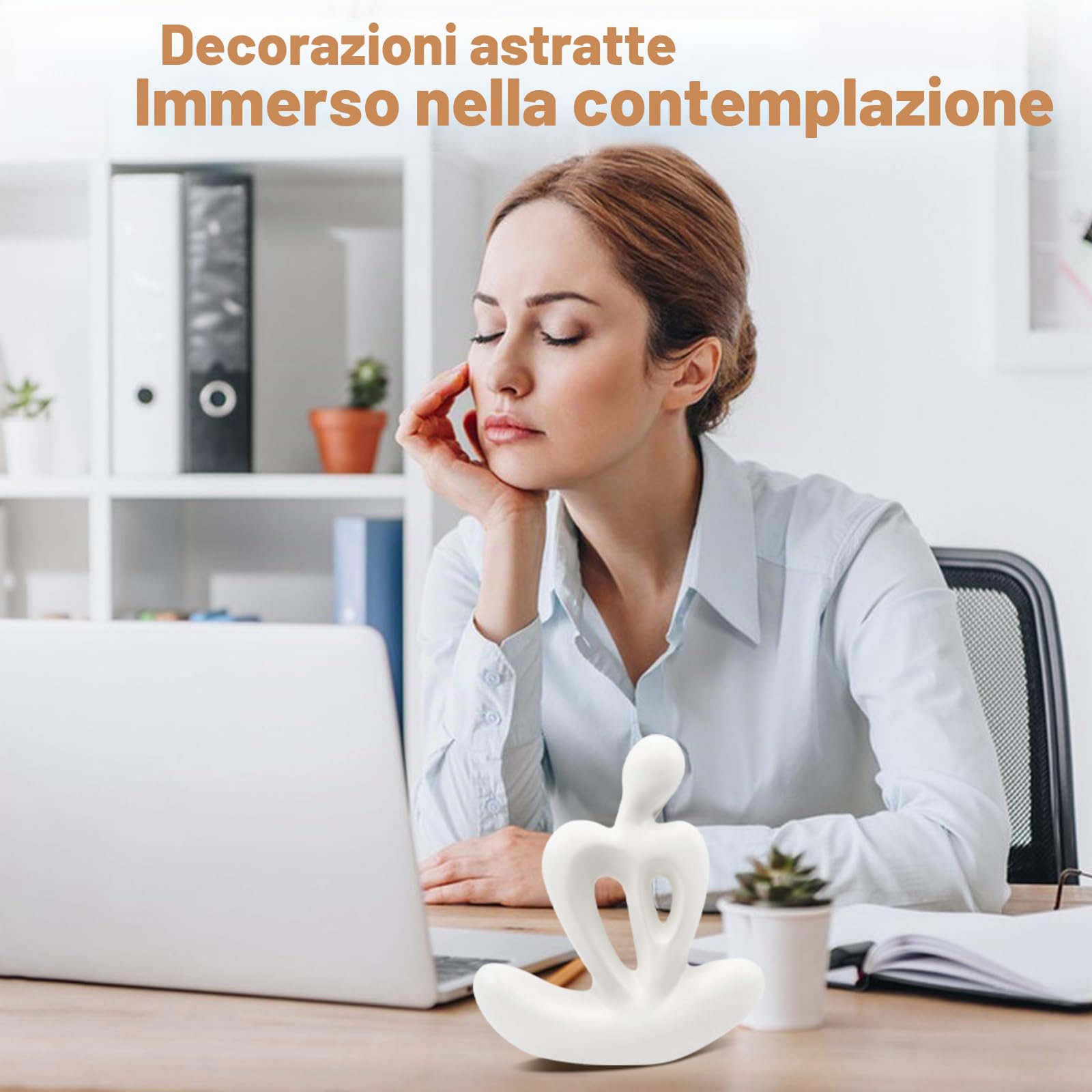 Cyiecw Statua Pensatore Bianco in Ceramica, Figure Decorative Moderne, Sculture Astratte ed Estetiche per Soggiorno, Camera da Letto, Ufficio, Bar, Libreria, Tavolo