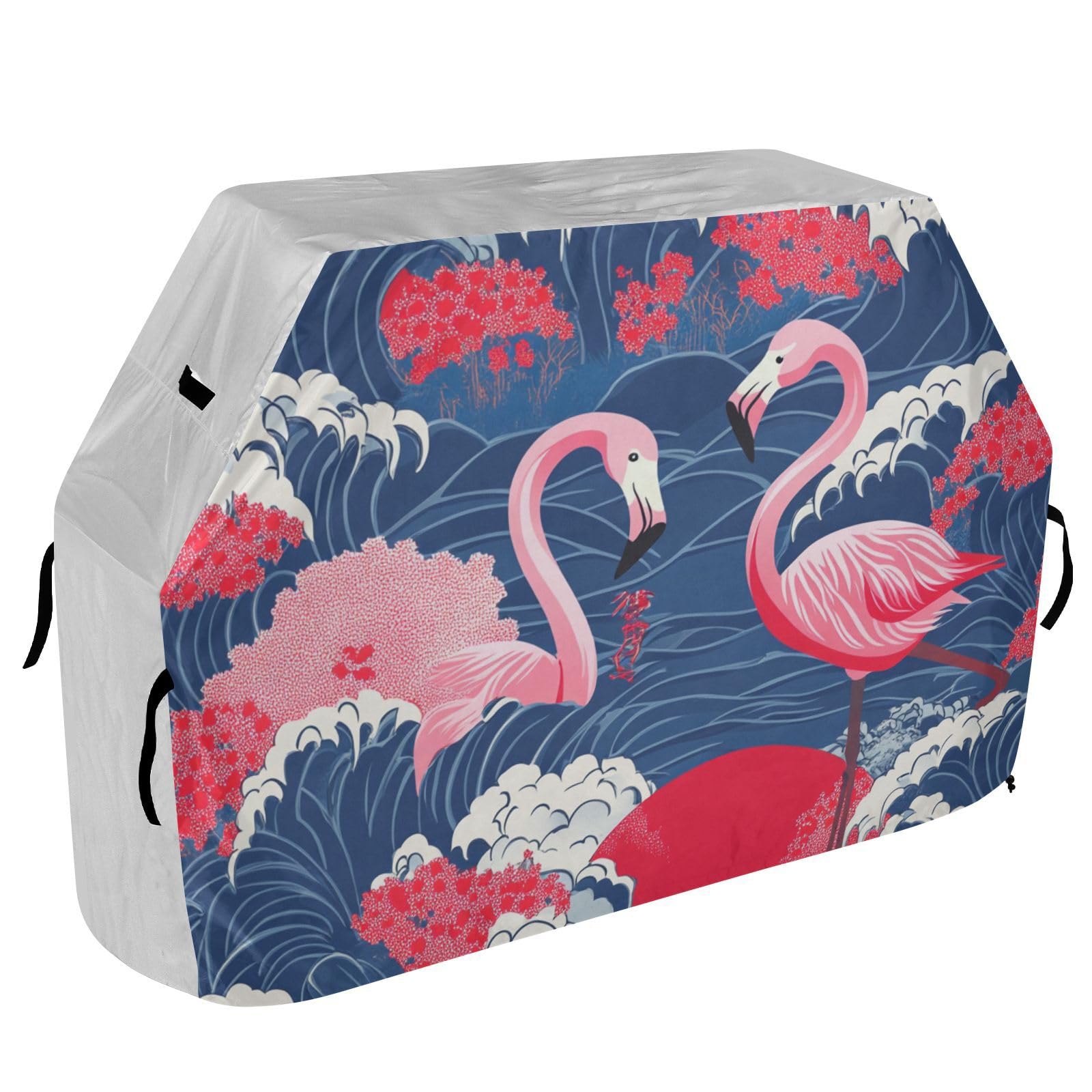 Flamingo pokrowiec na grilla na patio w stylu japońskim, 150 cm, wodoodporny, wytrzymały, odporny na rozdarcie, odporny na blaknięcie materiał, pokrowiec na grilla z regulowanym sznurkiem chroniący