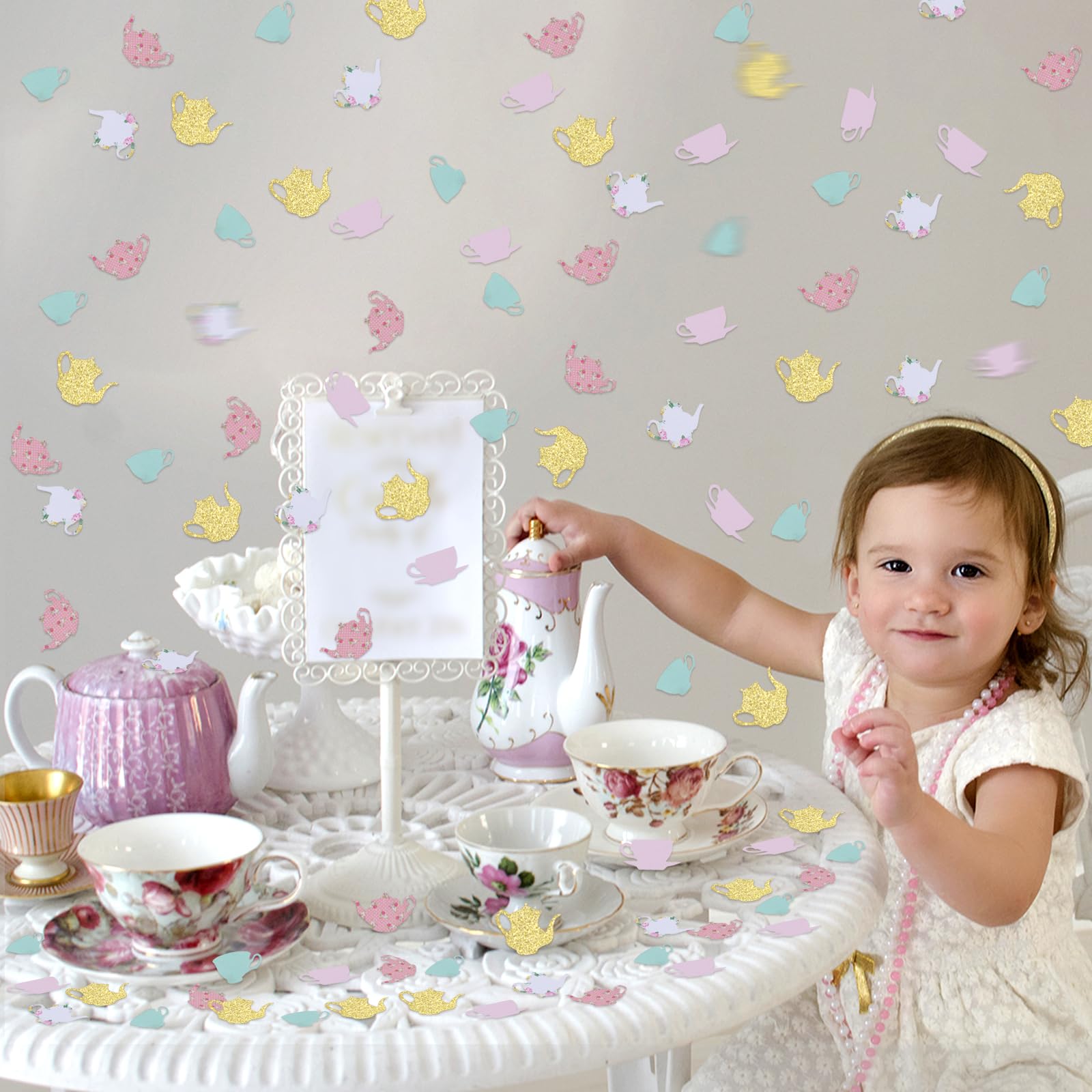 Zopeal 2 Pcs Floral Tea Cupcake Stand Party Decorations Tea Theme Cupcake Holder Birthday Cake