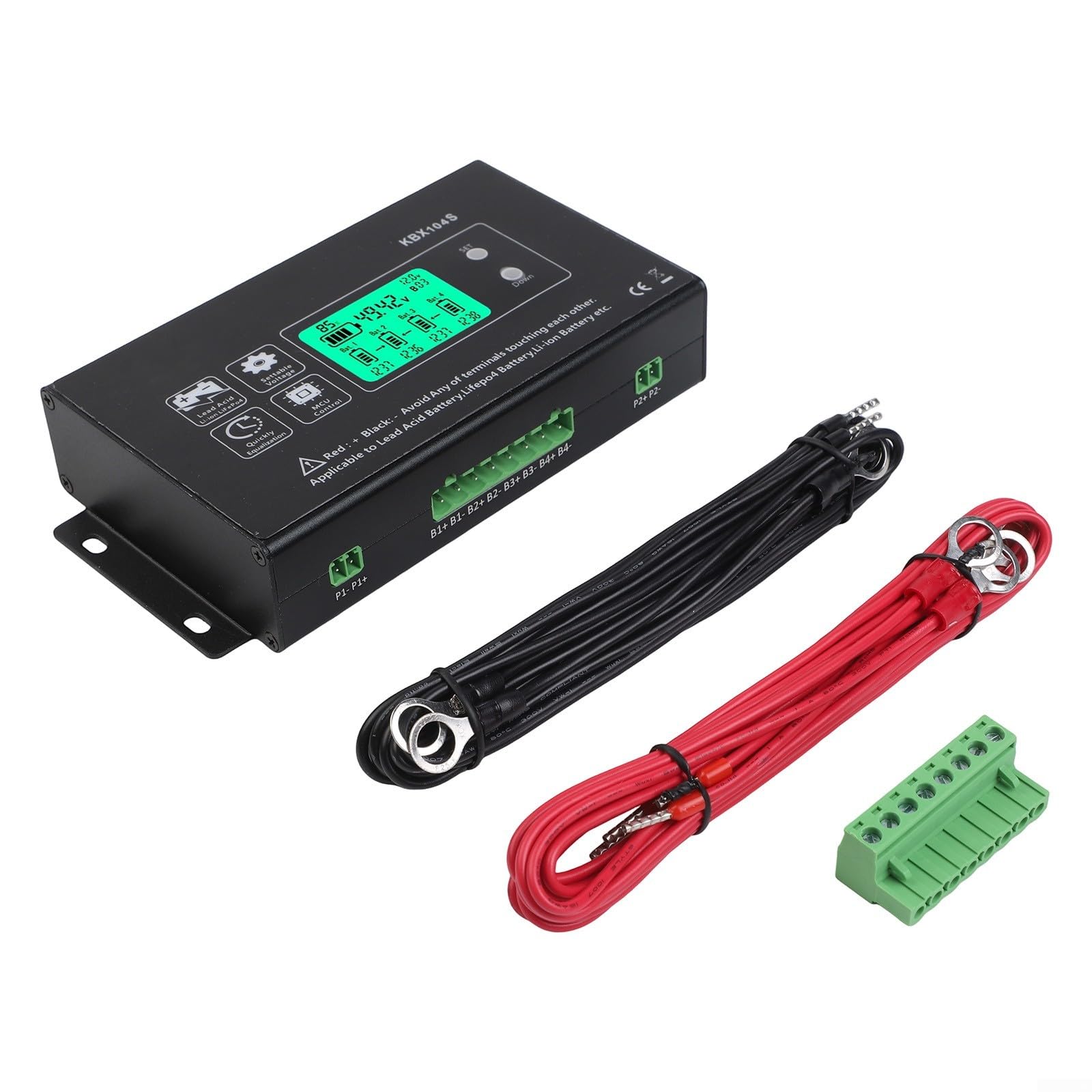 KBX104S Batteriespannungsausgleichsregler für 48 V Serienpackungen, intelligente Balance für 12 V Blei-Säure-Lithium-Eisenphosphat-Batterien, Gehäuse aus Aluminiumlegierung, 4S, 7-18 V