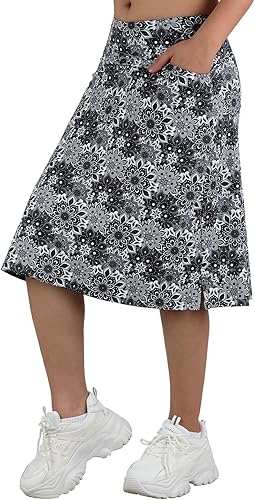 Faldas cortas de longitud midi para mujer con 3 bolsillos, faldas modestas de 24" hasta la rodilla para mujer