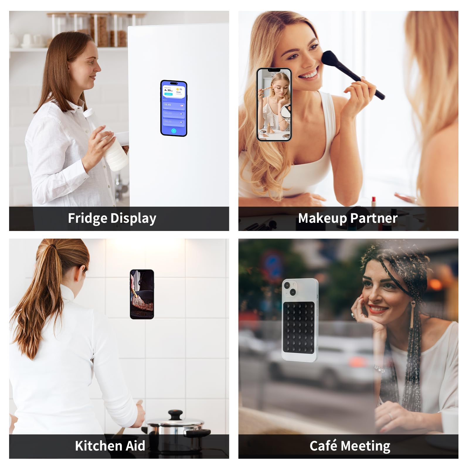 SHENGXIN 2 Pack Silikon Saugnapf Doppelseitig, Klebriger mobiler Griff mit Höherer Saugkraft für iPhone, Galaxy, Pixel, Android Freisprecheinrichtung für Selfies und Videos (Schwarz)