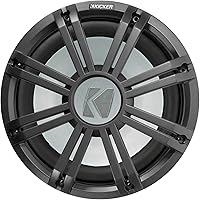 Vista 1 de KICKER 45KMF122 - Subwoofer marino para barco de 12 pulgadas y 350 vatios con rejilla LED de carbón KMF12