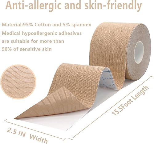 Miniatura 2 de SOONGO - Cinta de kinesiología, 2 rollos para aliviar el dolor muscular, tensión, hombros, muñecas, tobillos, elástica, impermeable, buena