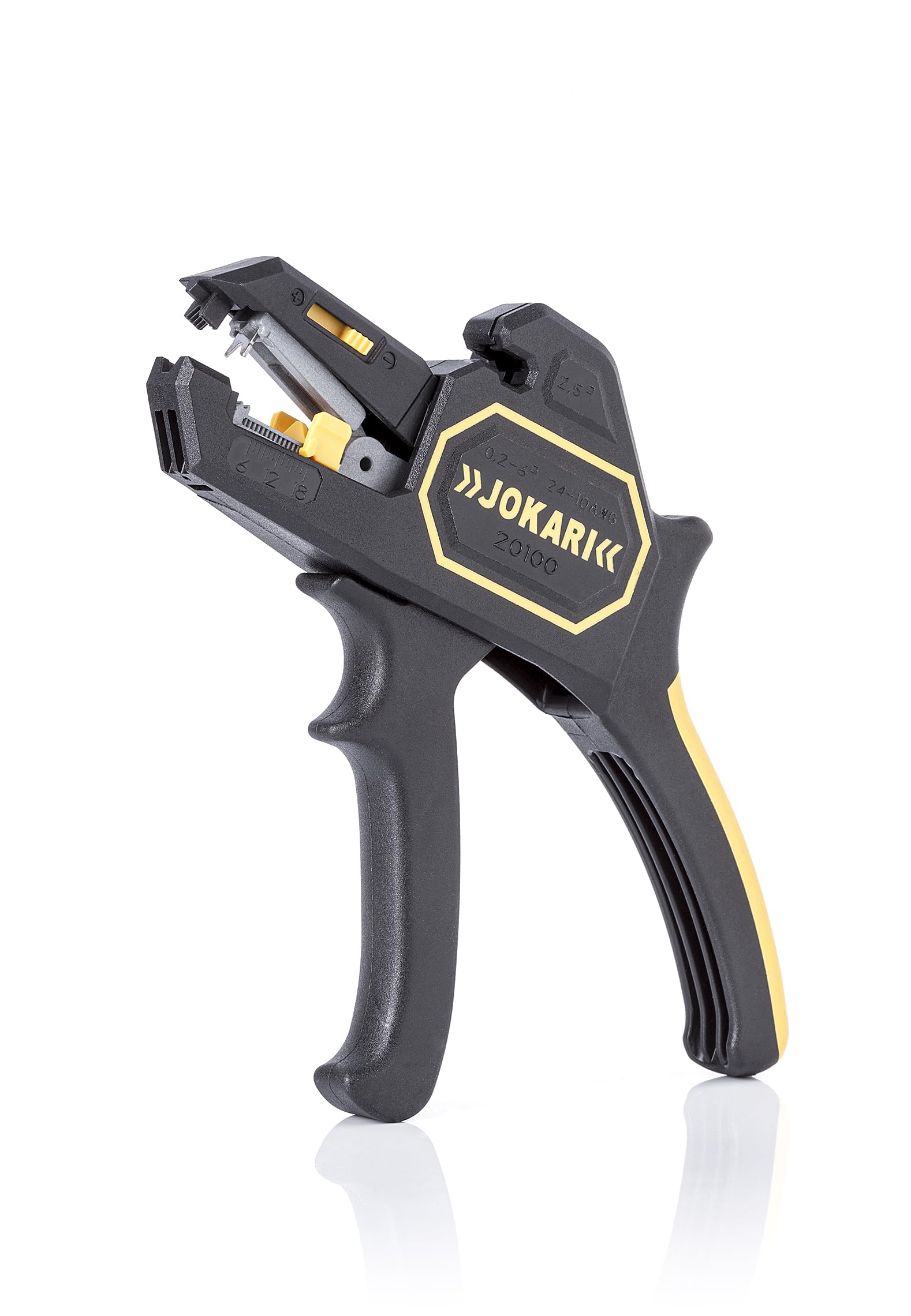 Jokari 20100 Ergonomic Secura Soft Grip Automatic Wire Stripper for Wires from 0.2mm-6mm, 20cm L x 16.5cm W x 2.8cm H