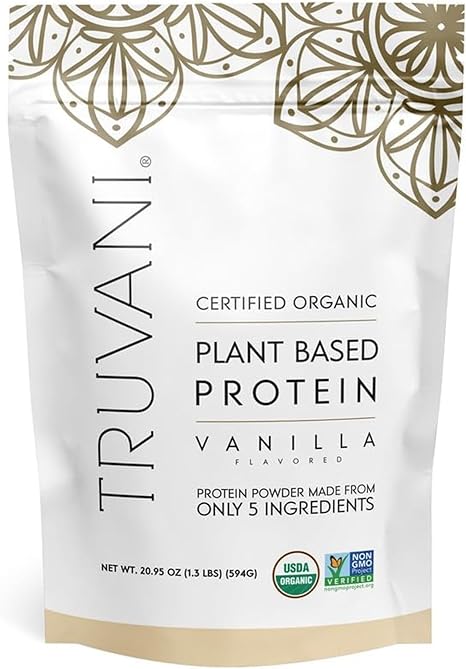 Truvani Organic Vegan Protein Powder | Non GMO, Gluten/Diary Free | Vanilla