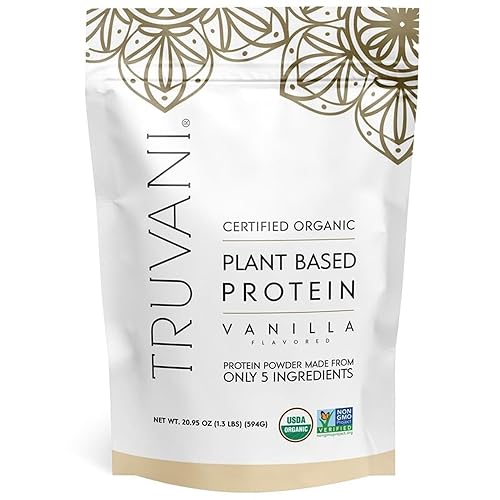 TRUVANI – Polvo de proteína a base de plantas – Proteína orgánica certificada USDA en polvo, vegano, sin OMG, sin gluten