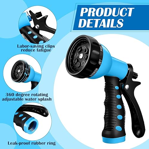 Miniatura 2 de Zhehao 4 piezas de boquilla de manguera de jardín a granel con 8 patrones de riego ajustables, boquilla de pulverización de agua ABS, manguera de