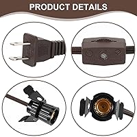 Vista 5 de Macarrie 6 piezas de repuesto de cable de lámpara de sal individual para bombilla E12 de aldea de Navidad, enchufe de interruptor de clip de metal