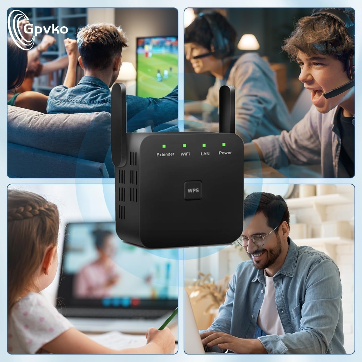 Extension WiFi 2026, amplificateur WiFi, répéteur WiFi, couvre jusqu'à 9 800 m² et 50 appareils, booster Internet – avec port Ethernet, configuration rapide, amplificateur de signal sans fil