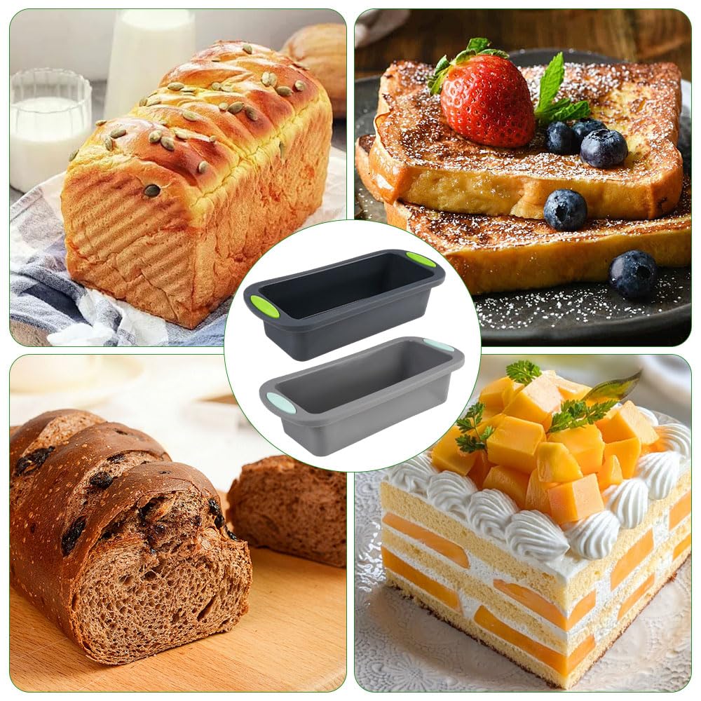2 Piezas Molde Silicona Horno, 28x12x6 cm Moldes de Silicona para Hornear Pan, Sin BPA, Fácil de Limpiar, Molde Bizcocho Rectangular Antiadherente para Pasteles, Pan, Tostadas y Bollería — view 7