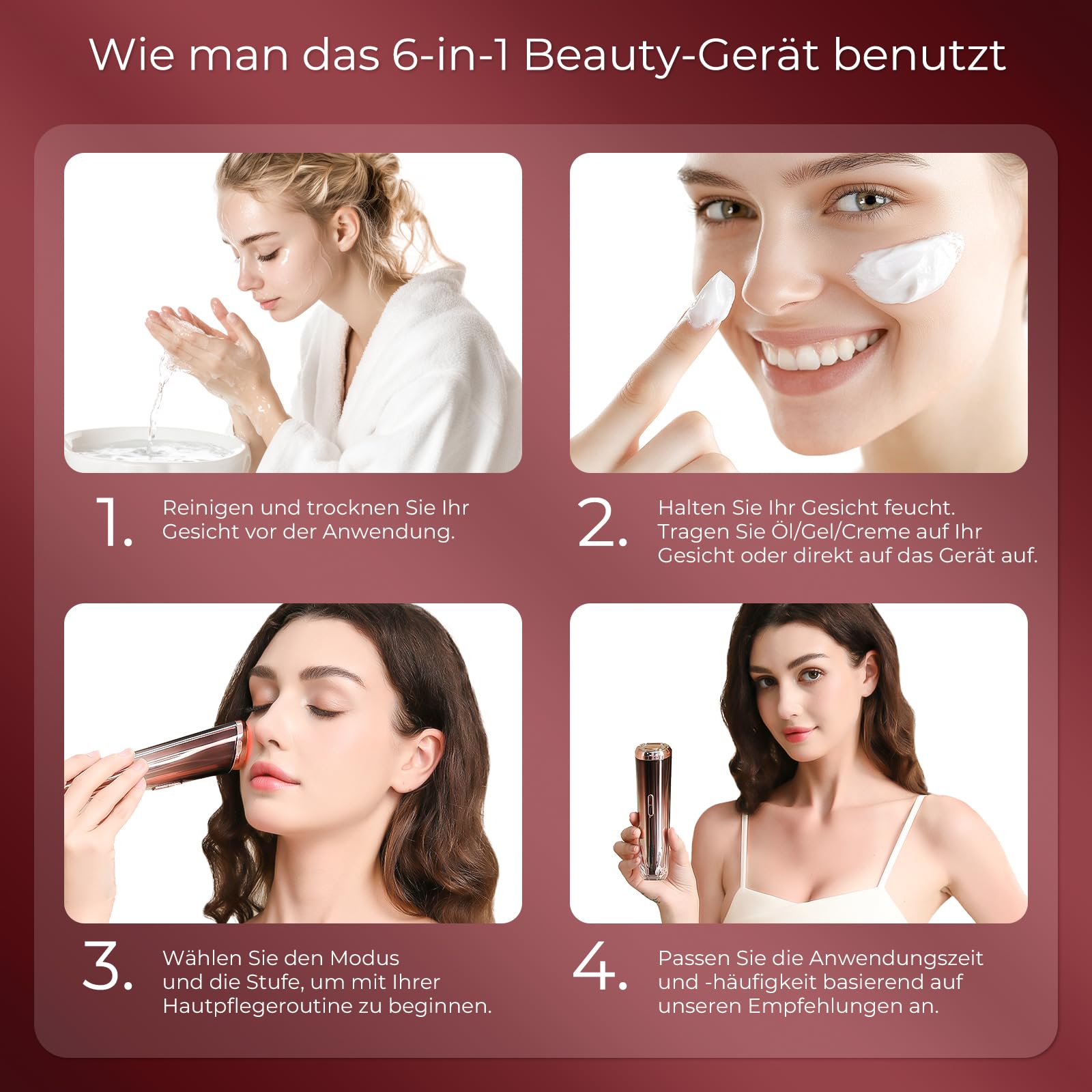 CARER SPARK 3MHz RF Gesichtsmassagegerät zur Minderung von Falten&feinen | mit 3MHz Radiofrequenz,Ultraschall,EMS und Phototherapie für die tägliche Anti-Aging-Gesichtspflege zu Hause
