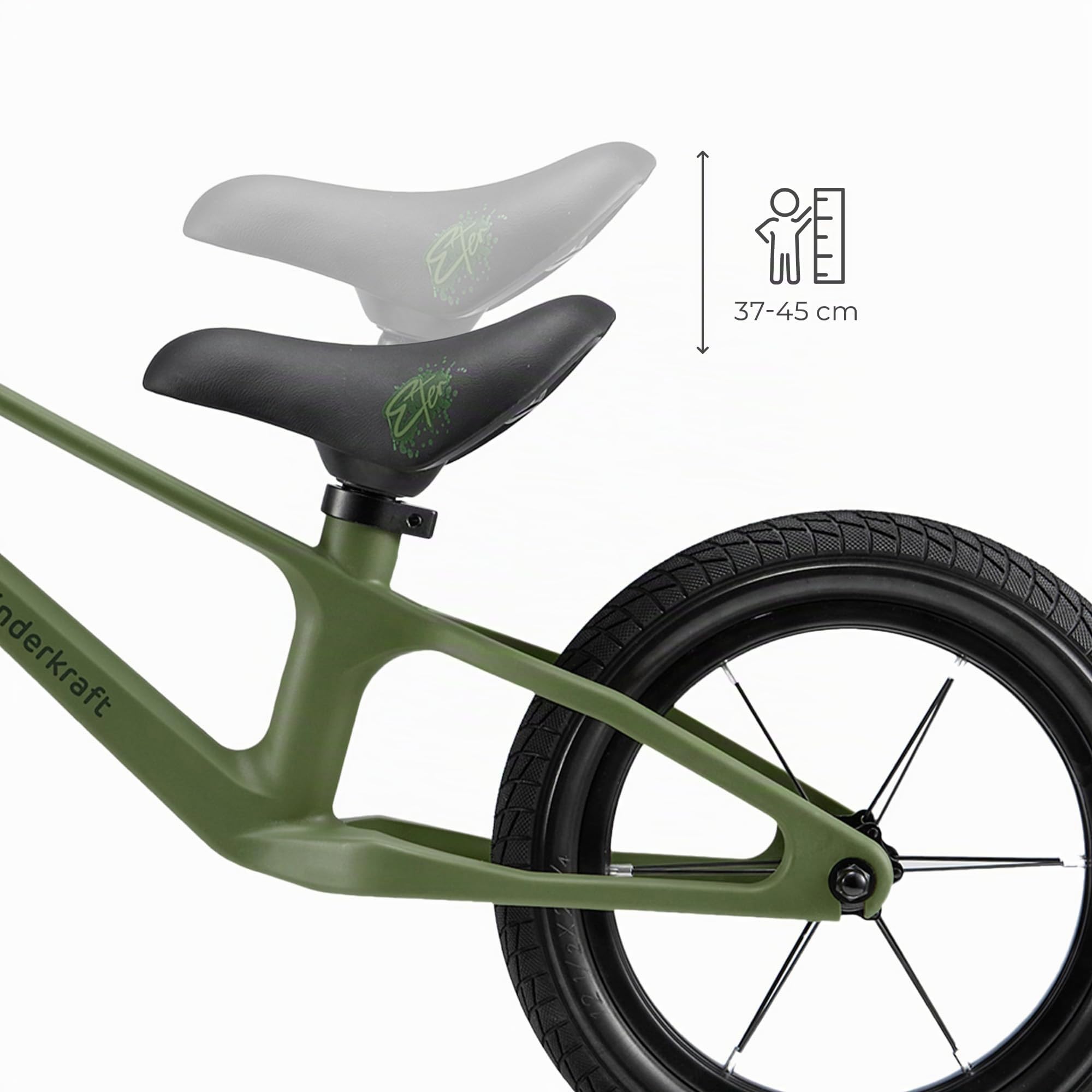 Kinderkraft ETER Bicicleta sin Pedales, Bicicleta Infantil, Bici Bebe, Regulable, Sillín Blando, A Partir de 2 años, hasta 35 kg