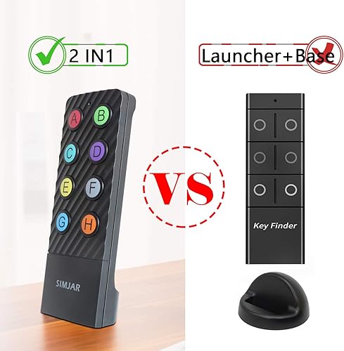 Miniatura 5 de SIMJAR - Buscador de llaves con cordón para control remoto y rango de trabajo de hasta 100 pies, inalámbrico RF 90dB localizador de artículos,