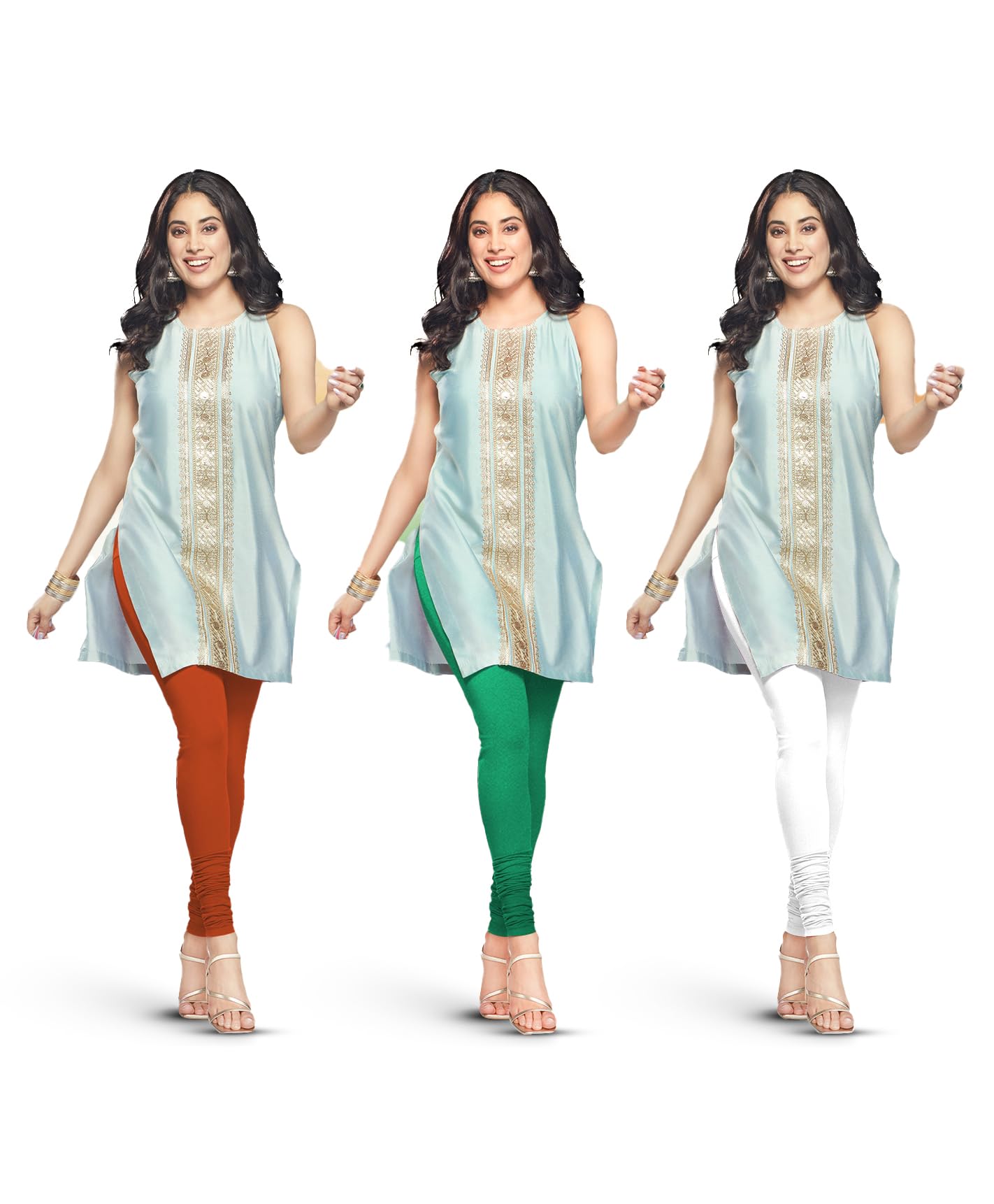 lyra Pack of 3 Women Full Length Churidar Leggings-picture-16