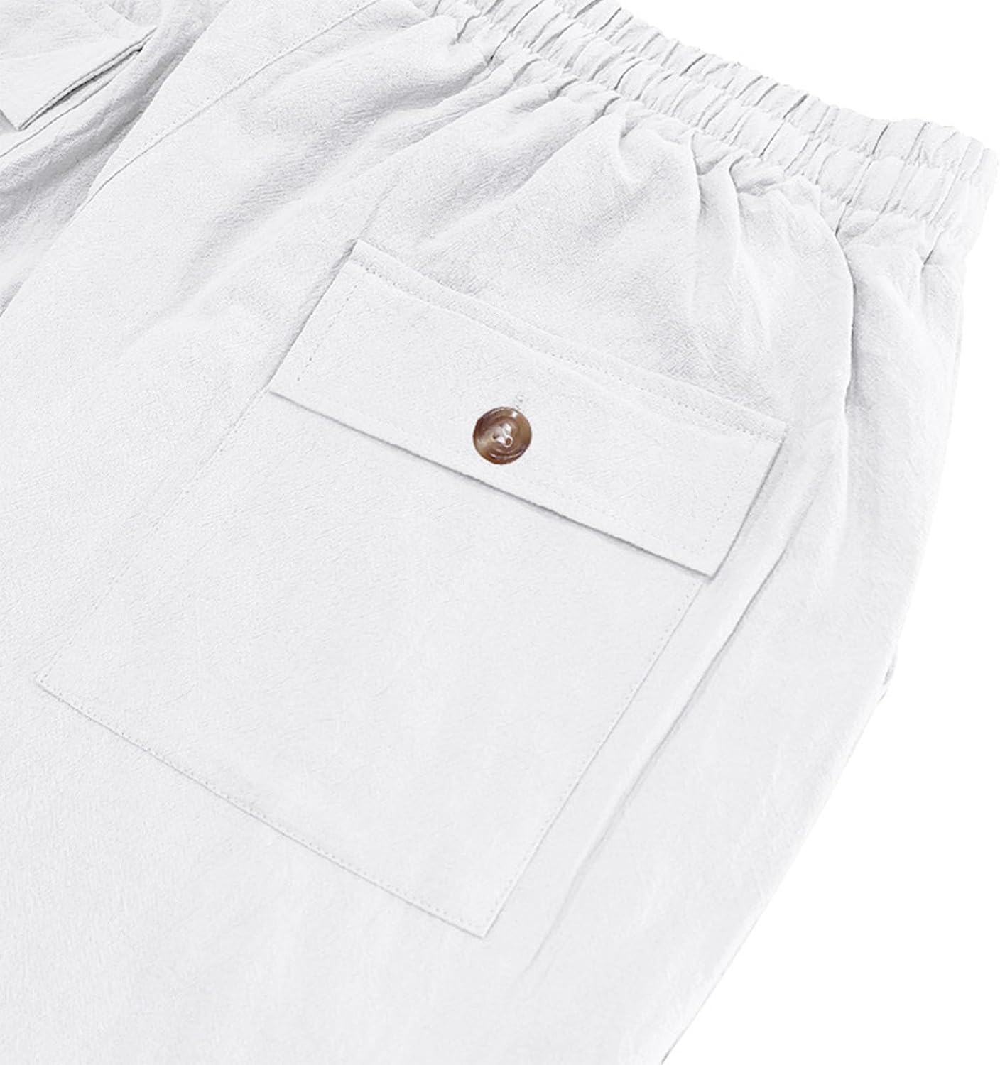 DMOYALA Mens Casual Linen Pants Loose Fit Elastic Drawstring Waist Straight Legs Pant Summer Yoga Beach Long Trousers