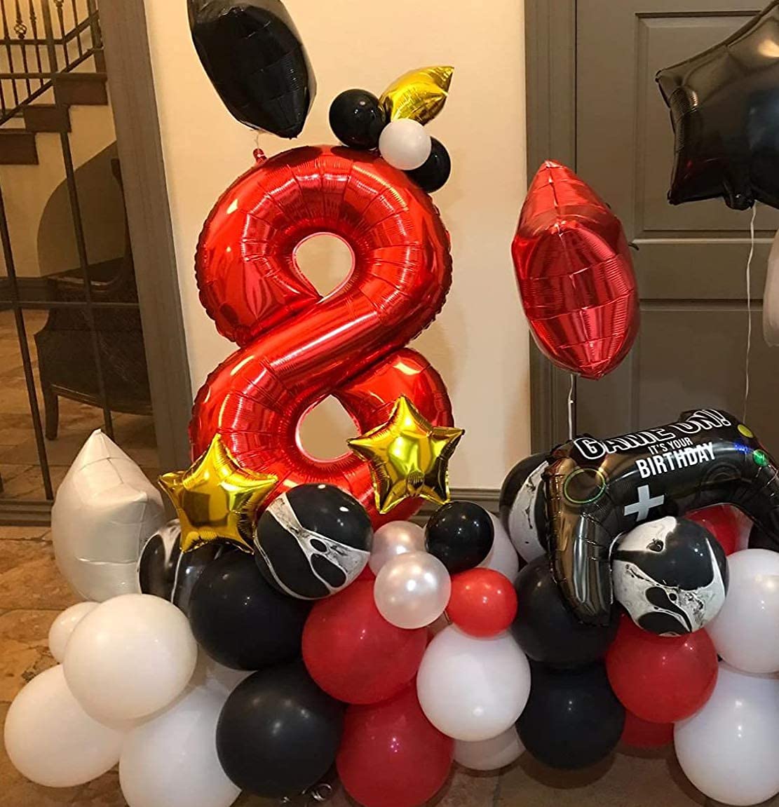 Red 0 balloon 40 Inch Giant Helium Foil Number 0 to 9 Red Balloon Birthday Wedding Party Digital Decorations (Number 0) — view 353
