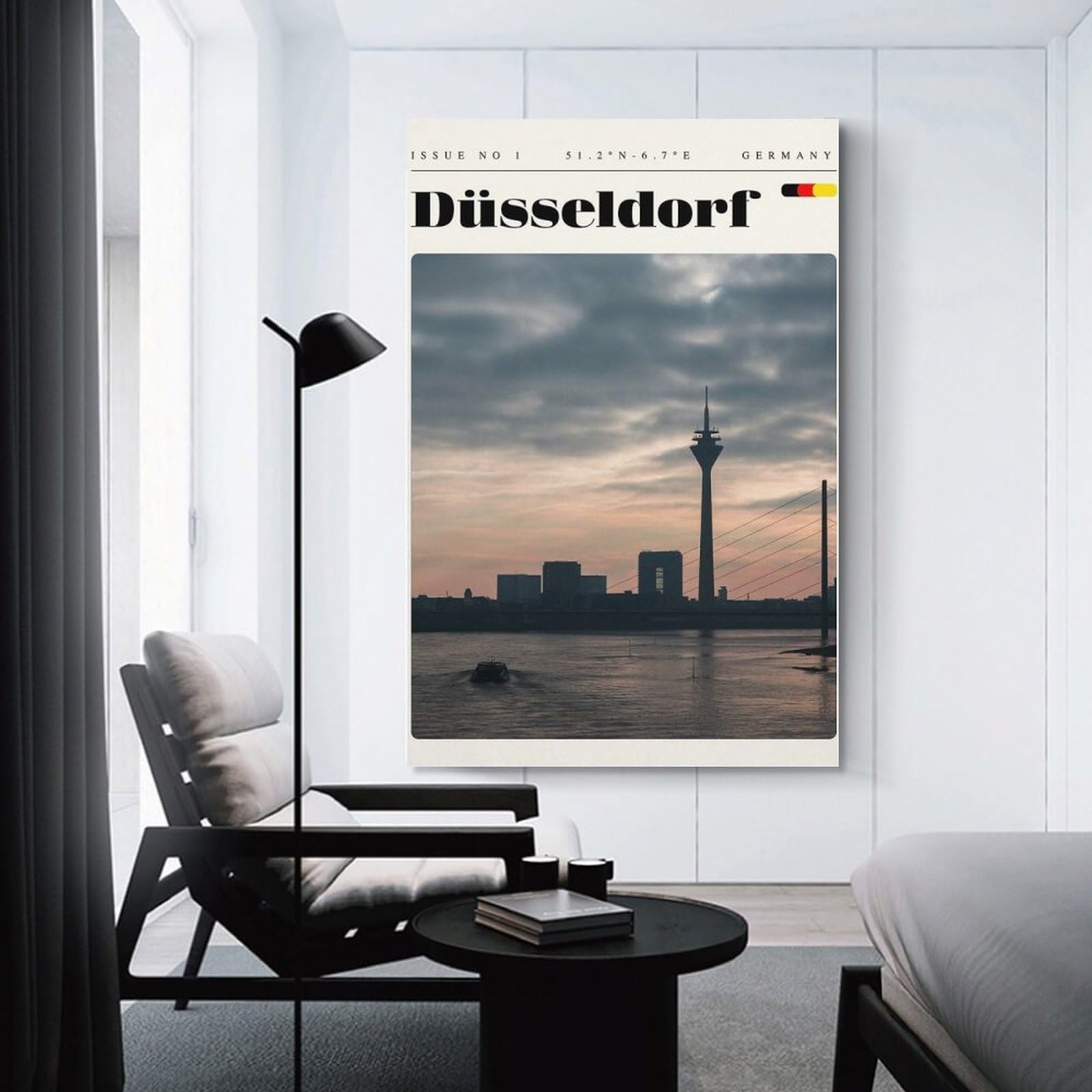 Junmoney Dusseldorf Germany Travel Art Wall Art Print, 16x24inch(40x60cm), for Bedroom Decor, Cosy Corners Or Studios, Canvas Wall Decor for Personal Spaces