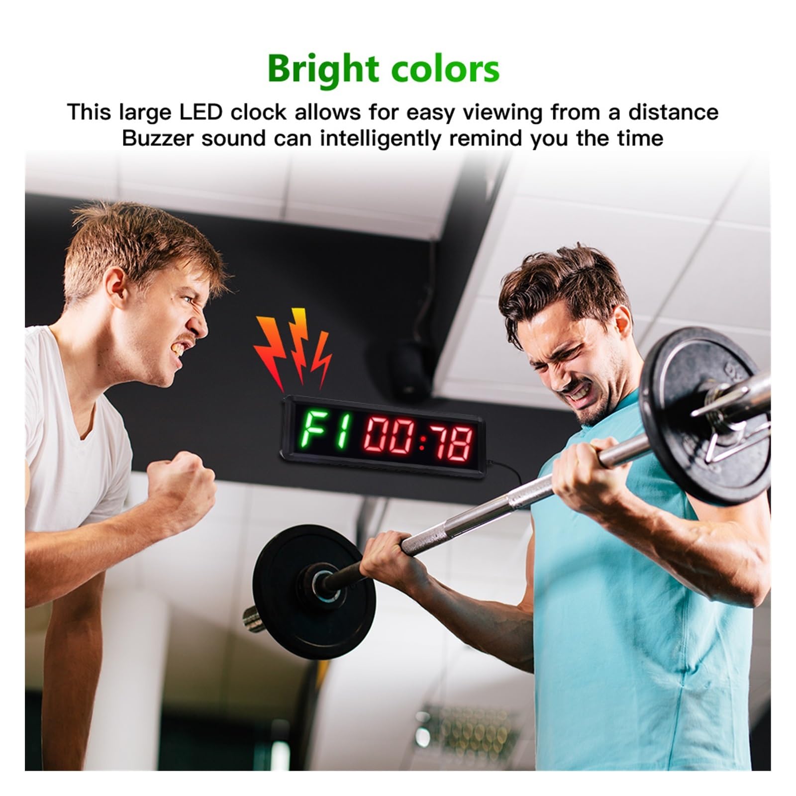 Reloj digital Temporizadores de intervalo LED programables, temporizador de gimnasio de alto carácter de 1,5 ", Tabata, cronómetro, temporizador de entrenamiento de Fitness de cuenta arriba/abajo Sens