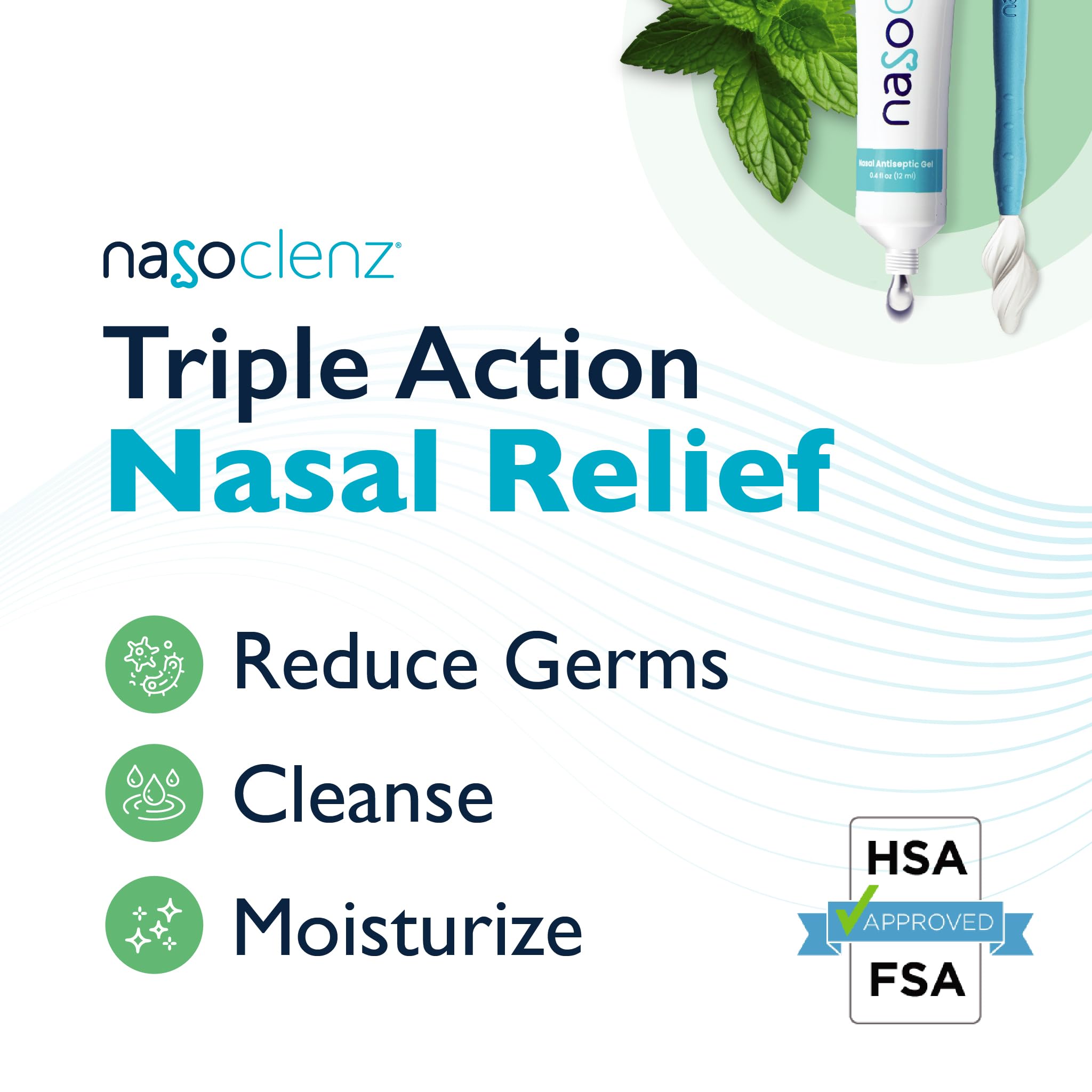 NasoClenz Pro: Nasal Cleansing Kit – Gentle Wand & Nasal Antiseptic Gel, Nose Cleaner and Nasal Moisturizer for Dry Nose & Sinus Relief (Mint 1 Count, up to 120 uses)