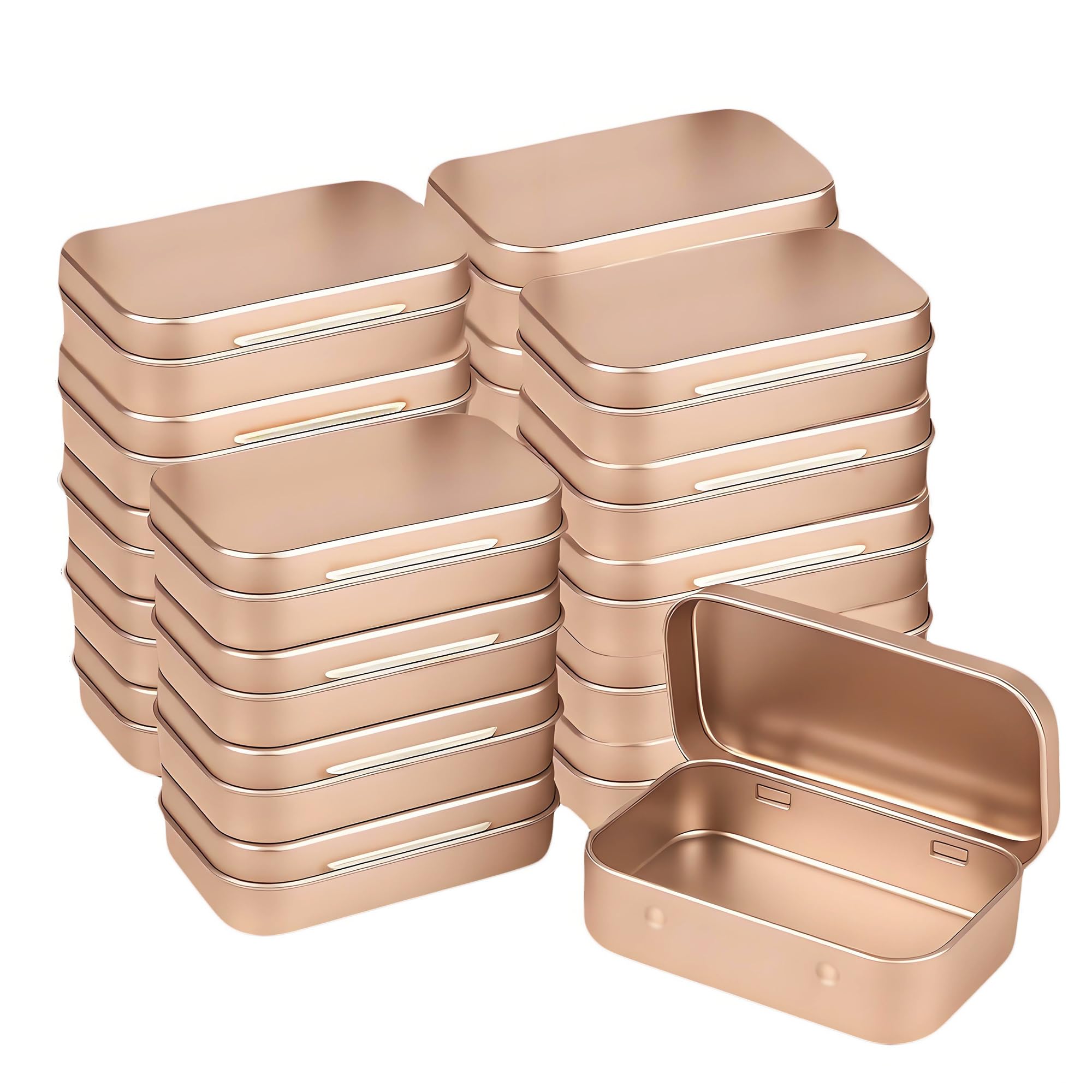 20-Pack Rose Gold Hinged Tin Boxes for Resin Crafts