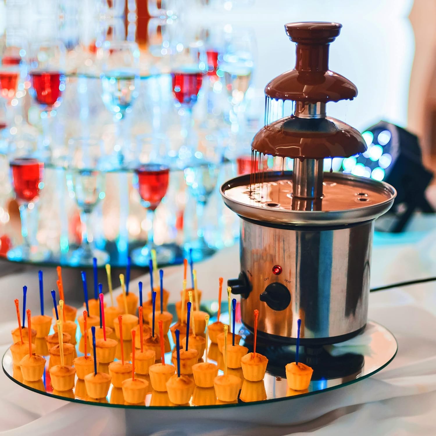 Fontana al Cioccolato di Grande capacità, Acciaio Inossidabile A 3 Livelli Fondtur di Cioccolato A Cascata, Temperatura Regolabile, Stazione Bar A Buffet per Feste di Compleanno per Bambini