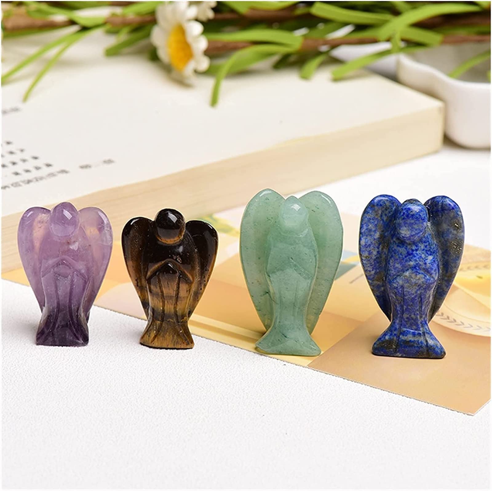 Quarzo Naturale 1 Pezzo Cristallo Naturale Angelo Custode Figura Ametista Pietra Colorata Pietre preziose Artigianato Regalo Fai da Te Residenziale (1 Pezzo Cristallo di Rocca)